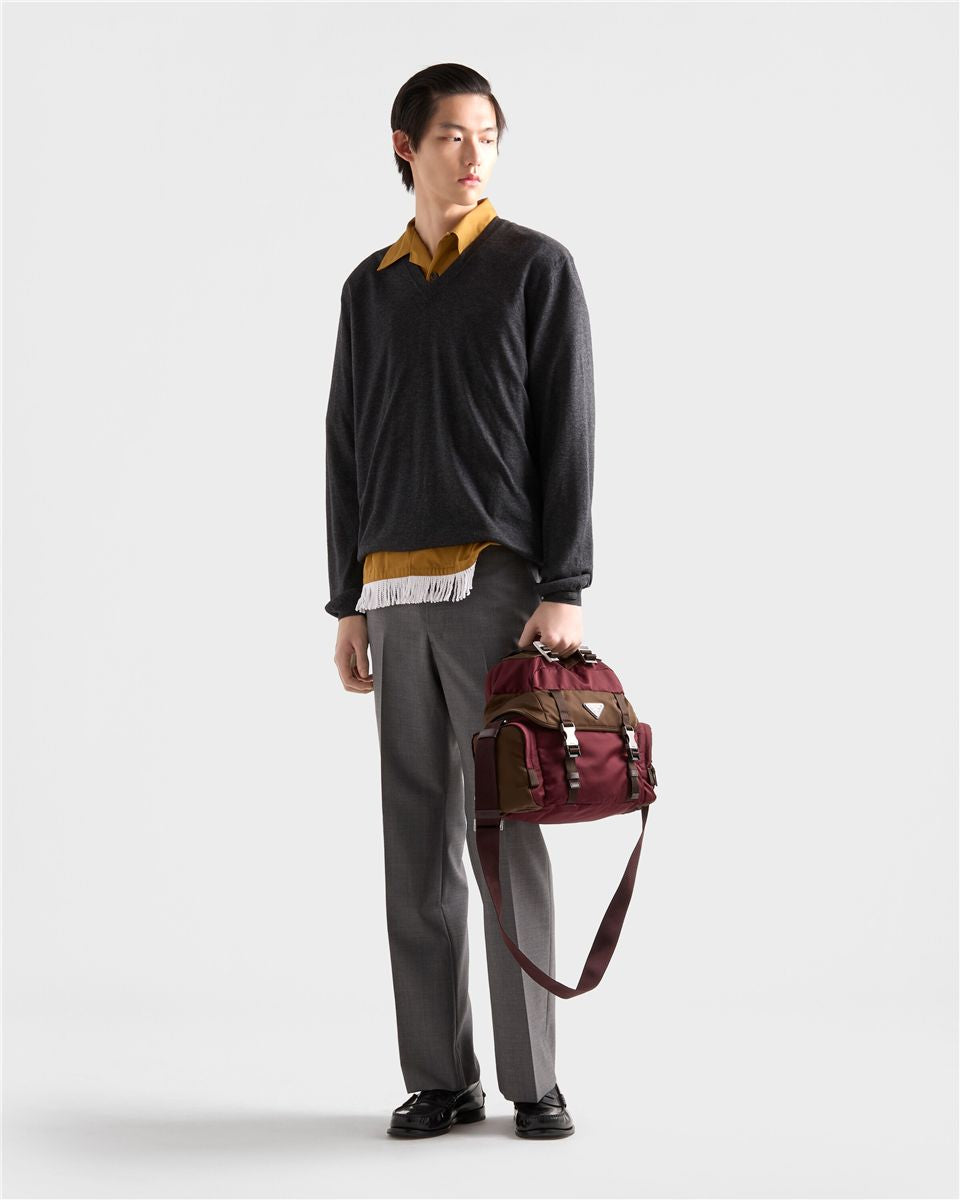 Cotton Blend Fringed Bowling Shirt-PRADA-Verso