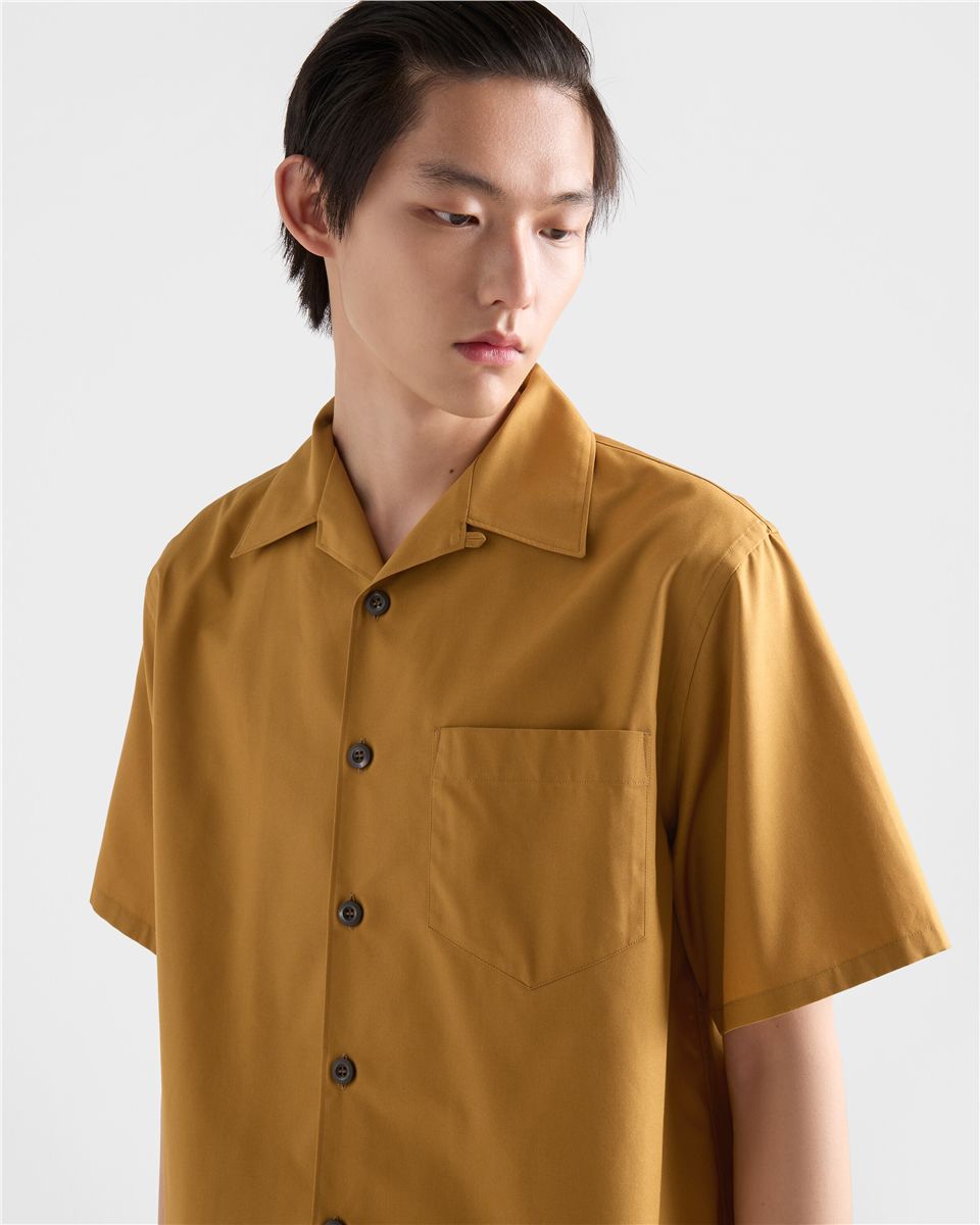 Cotton Blend Fringed Bowling Shirt-PRADA-Verso