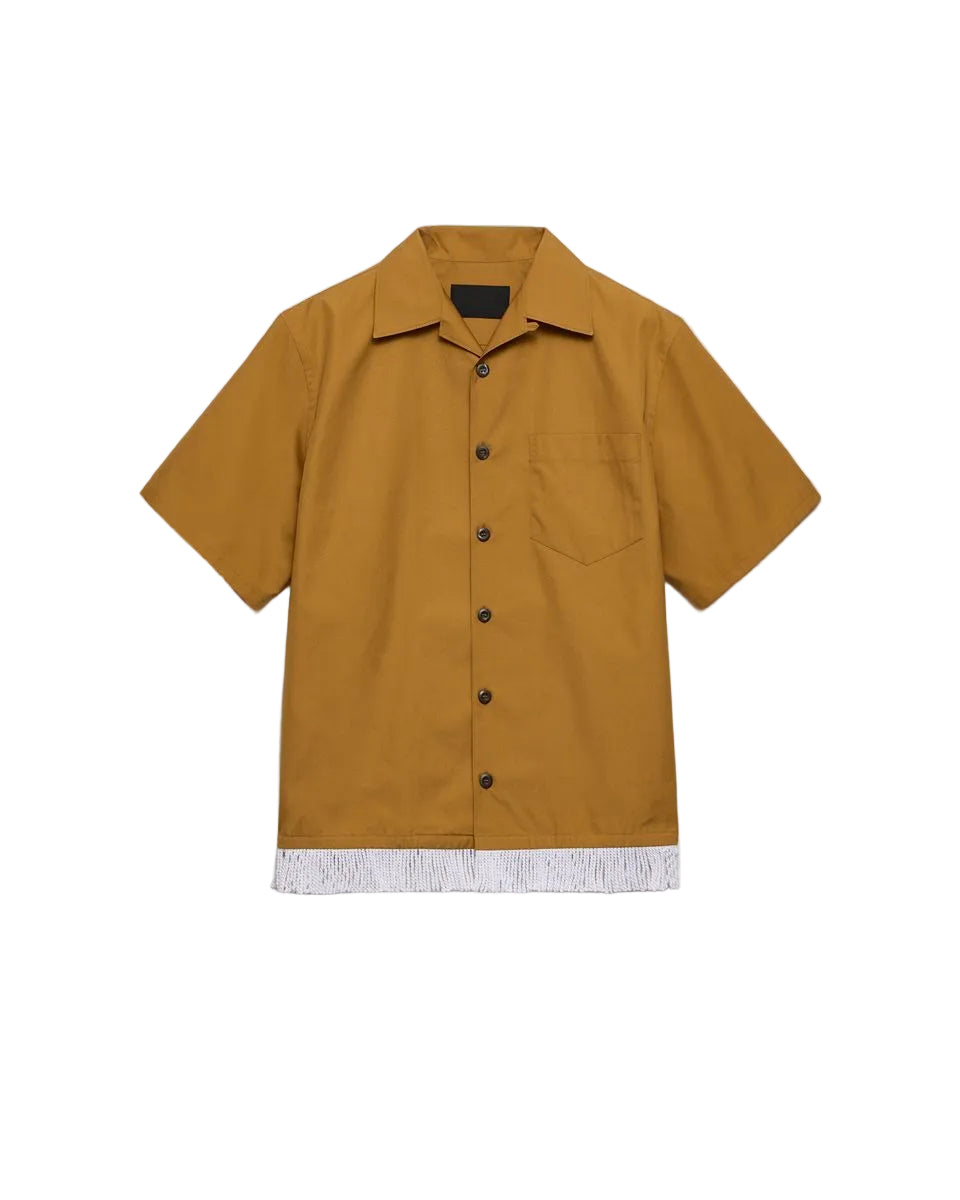 Cotton Blend Fringed Bowling Shirt-PRADA-Verso