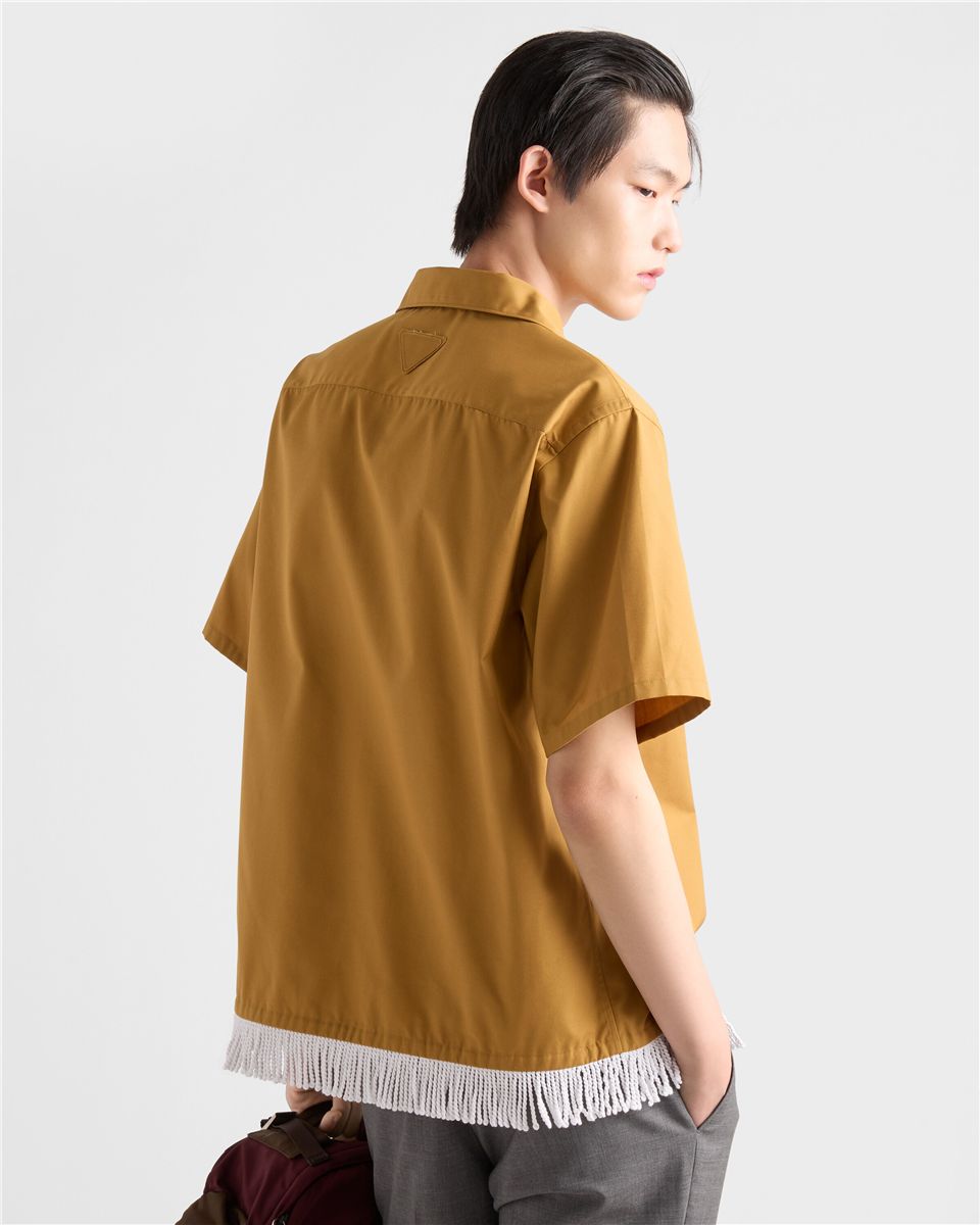 Cotton Blend Fringed Bowling Shirt-PRADA-Verso