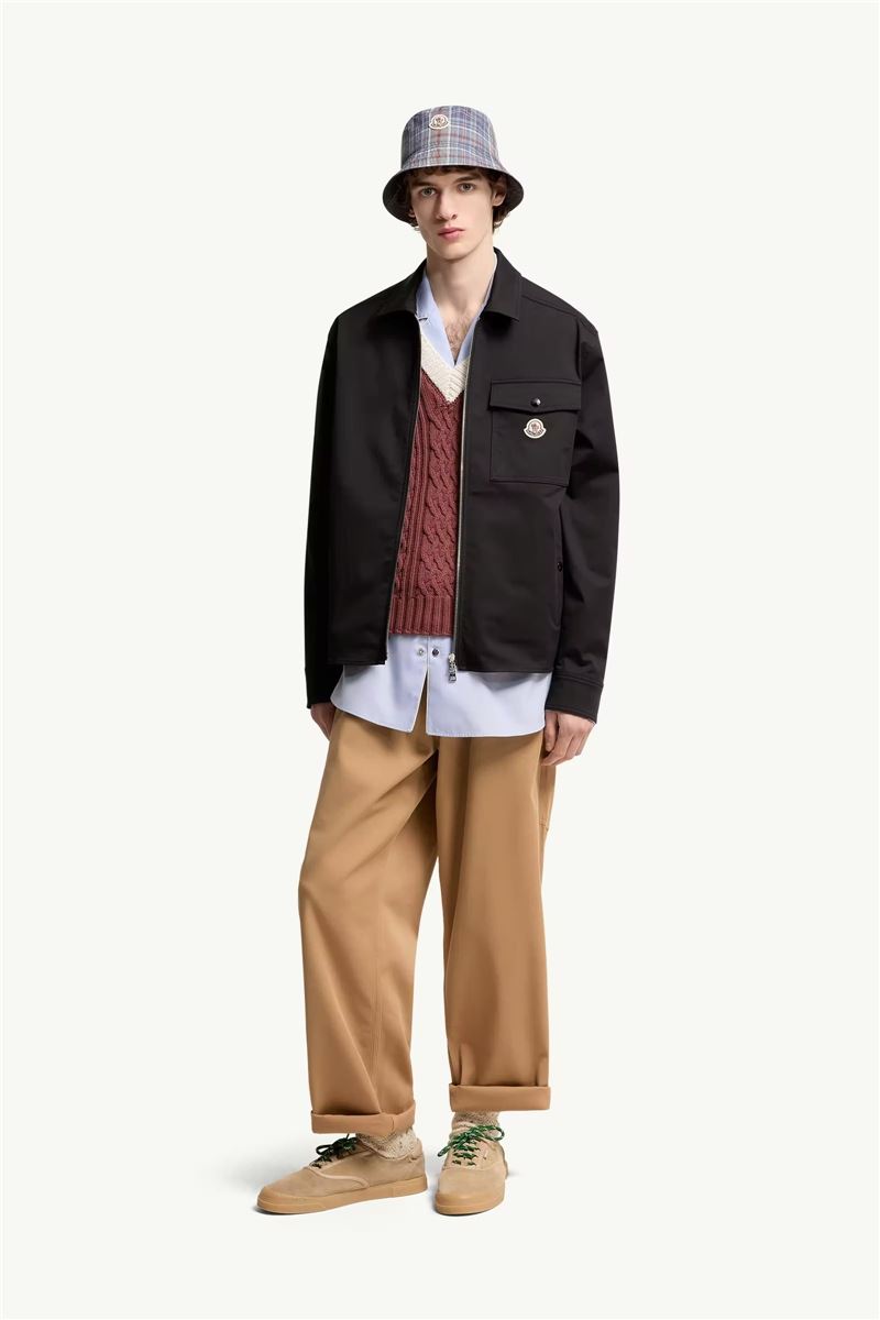 Cotton blend gabardine shirt jacket-MONCLER-Verso