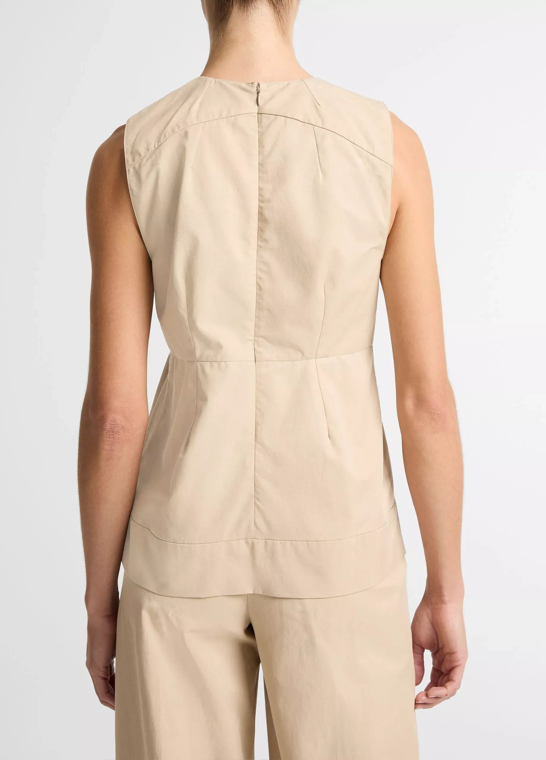 Cotton-blend pleated paneled top-VINCE-Verso