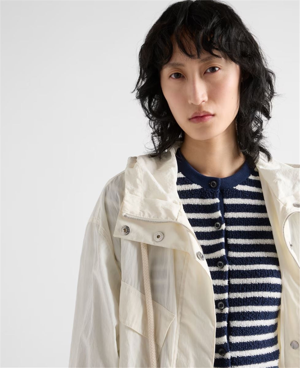 COTTON BOUCLÉ CARDIGAN - PRADA - Verso