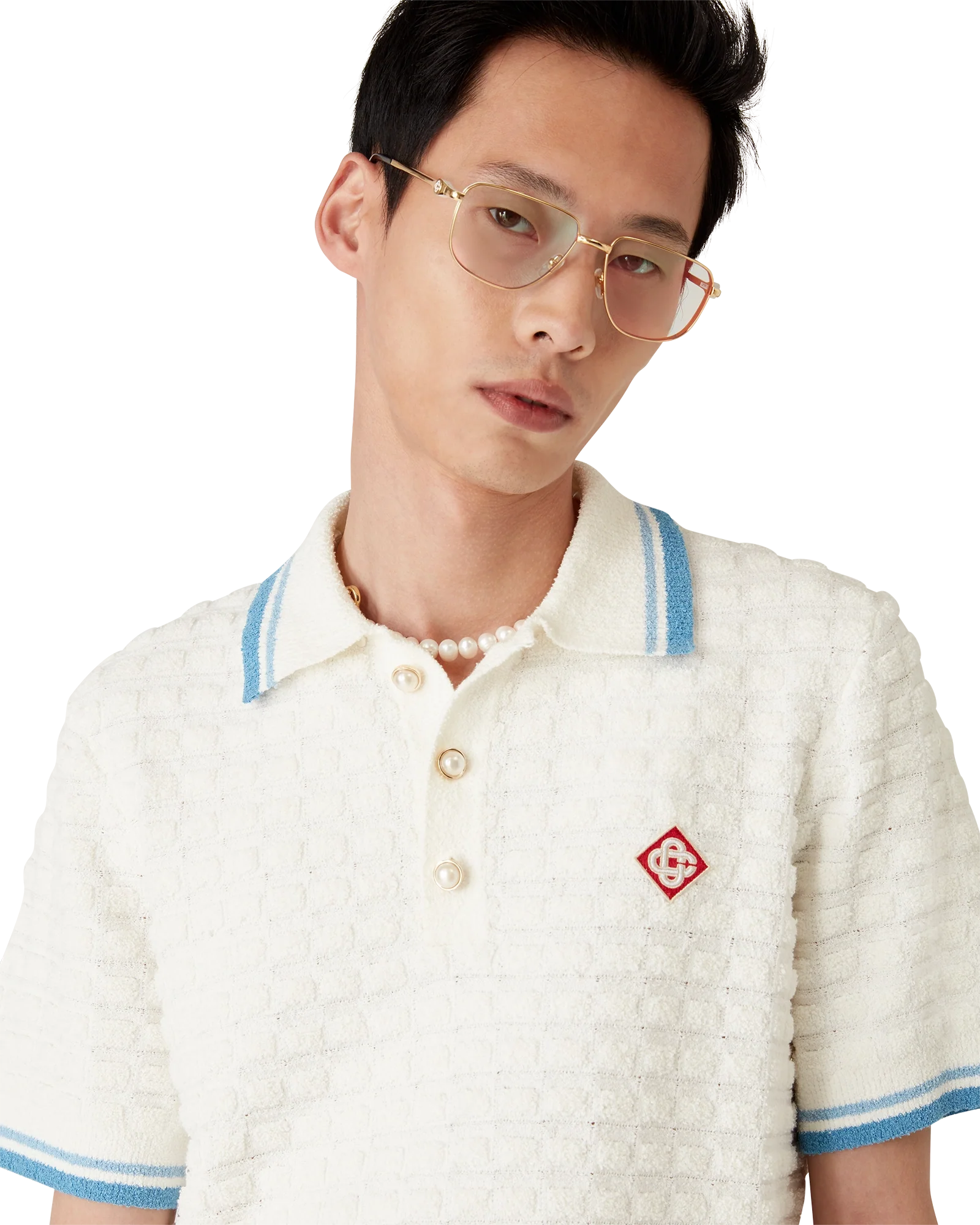 COTTON BOUCLE POLO SHIRT-CASABLANCA-Verso