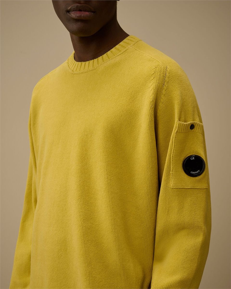 Cotton chenille crewneck lens sweater-C.P. COMPANY-Verso