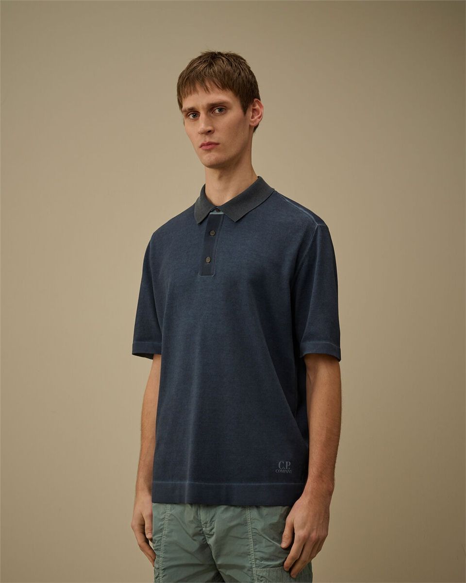 Cotton crepe double dyed polo-C.P. COMPANY-Verso