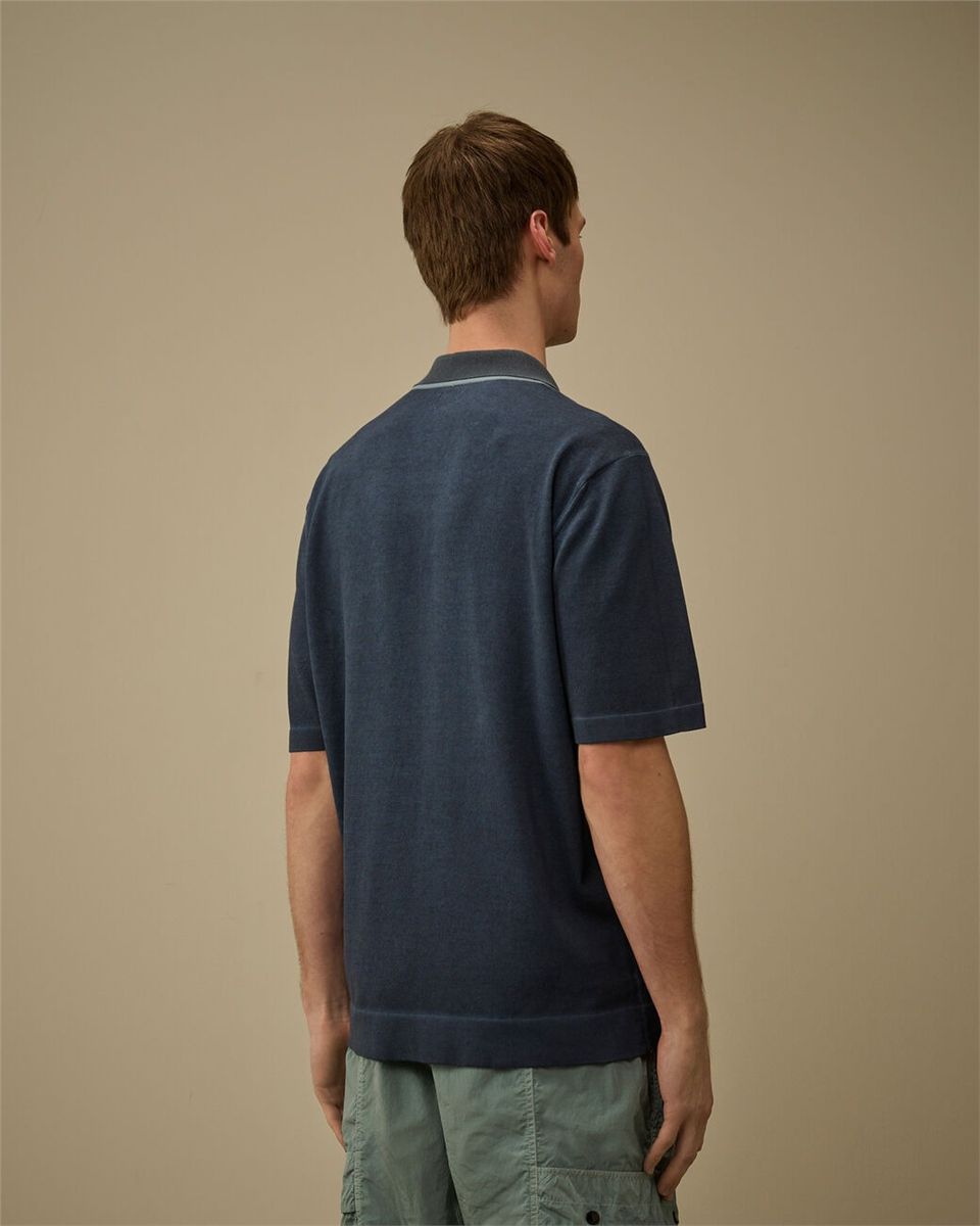 Cotton crepe double dyed polo-C.P. COMPANY-Verso