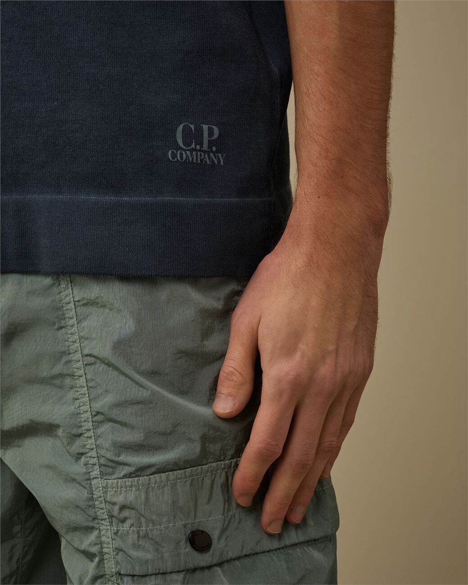 Cotton crepe double dyed polo-C.P. COMPANY-Verso
