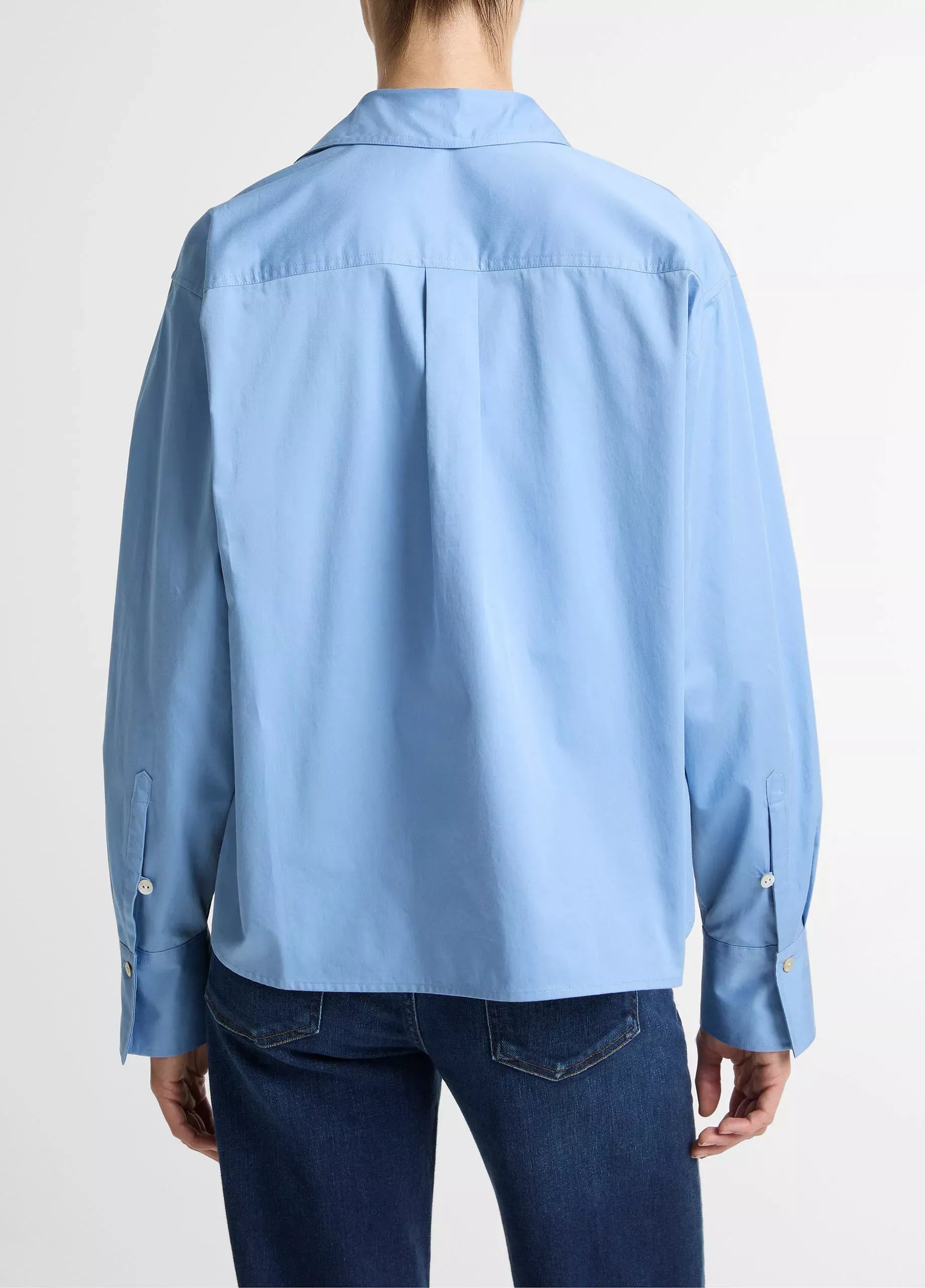 Cotton cropped button-front shirt-VINCE-Verso