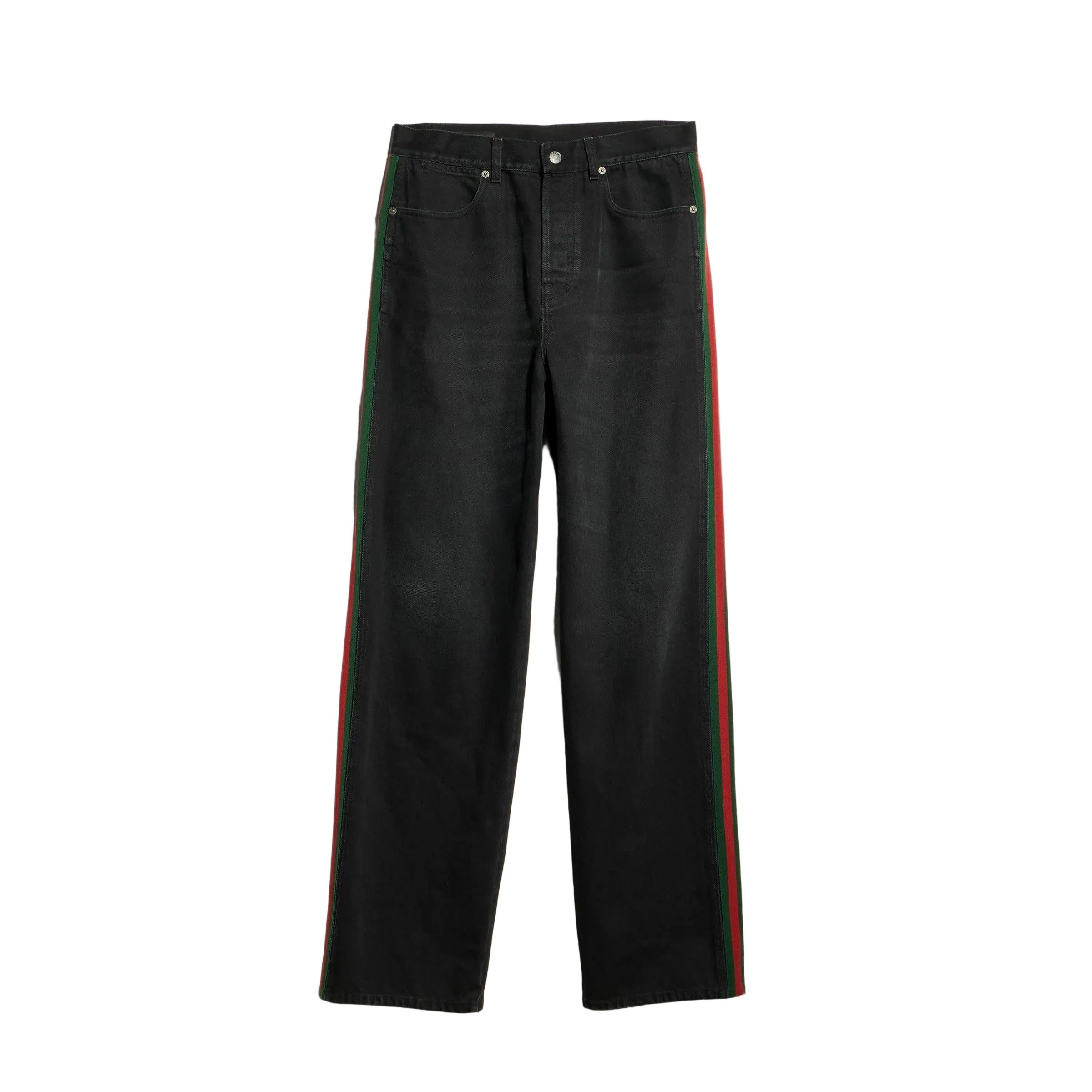 Cotton Denim Pants with Web Insert-GUCCI-312016-31-Verso