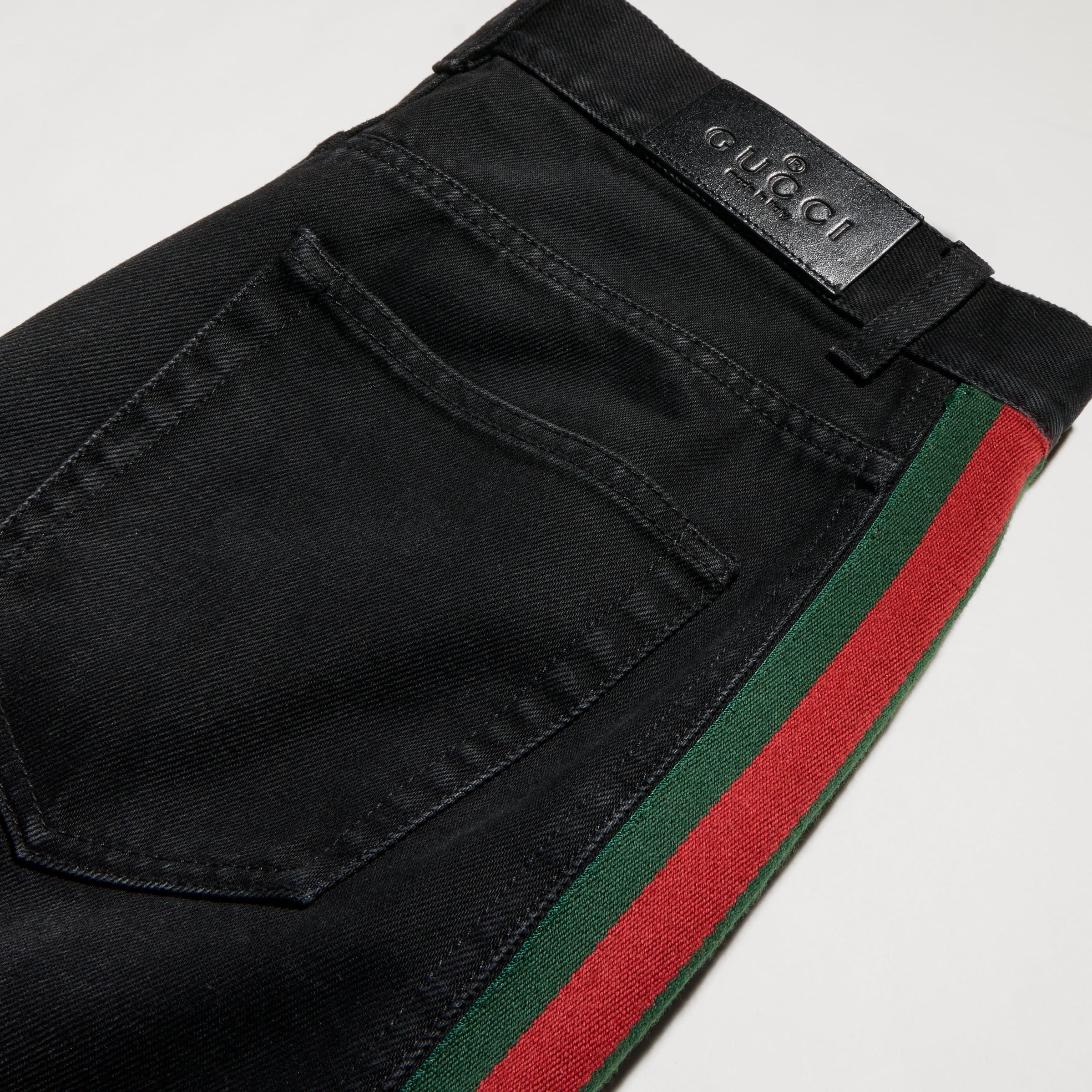 Cotton Denim Pants with Web Insert-GUCCI-Verso