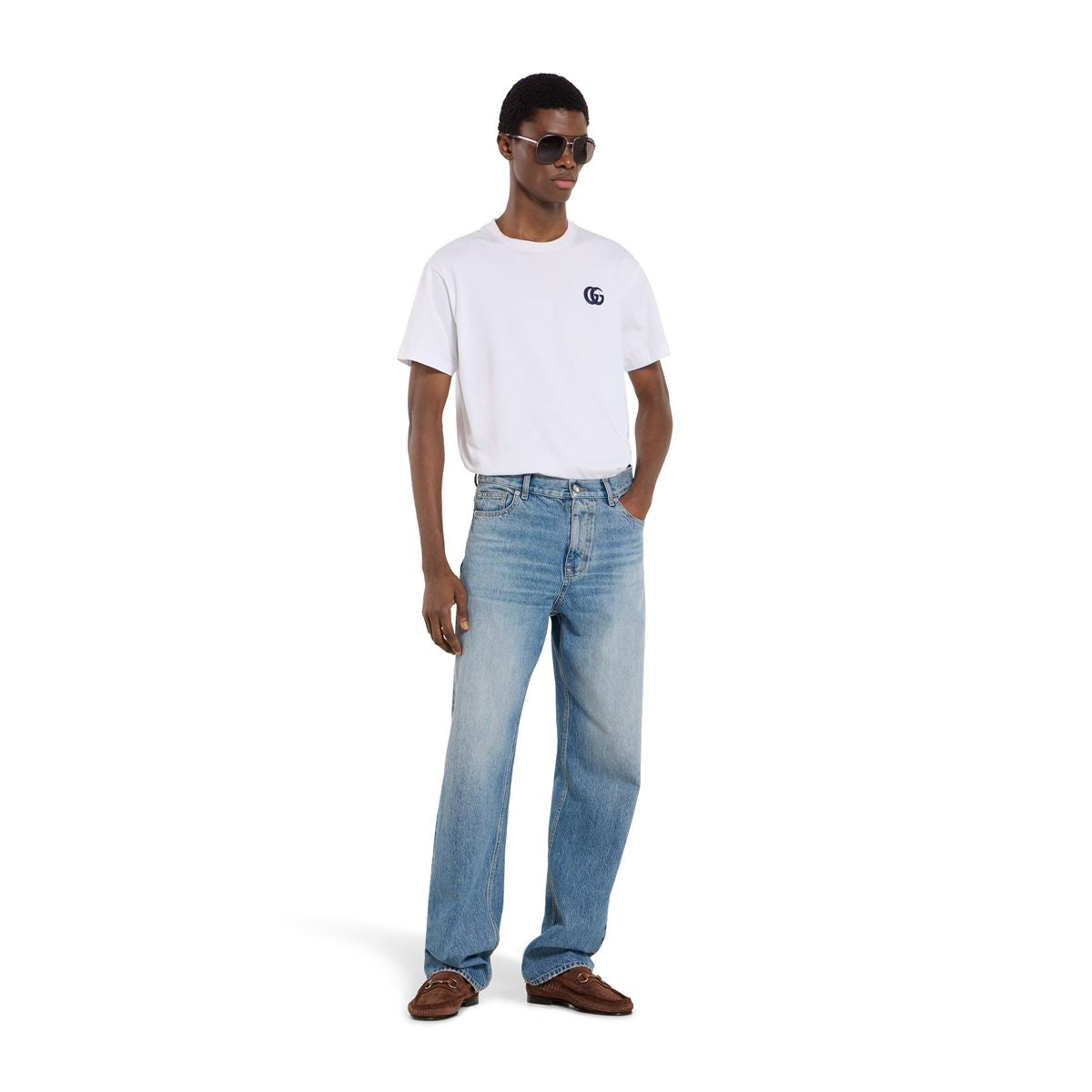 Cotton denim trousers-GUCCI-Verso
