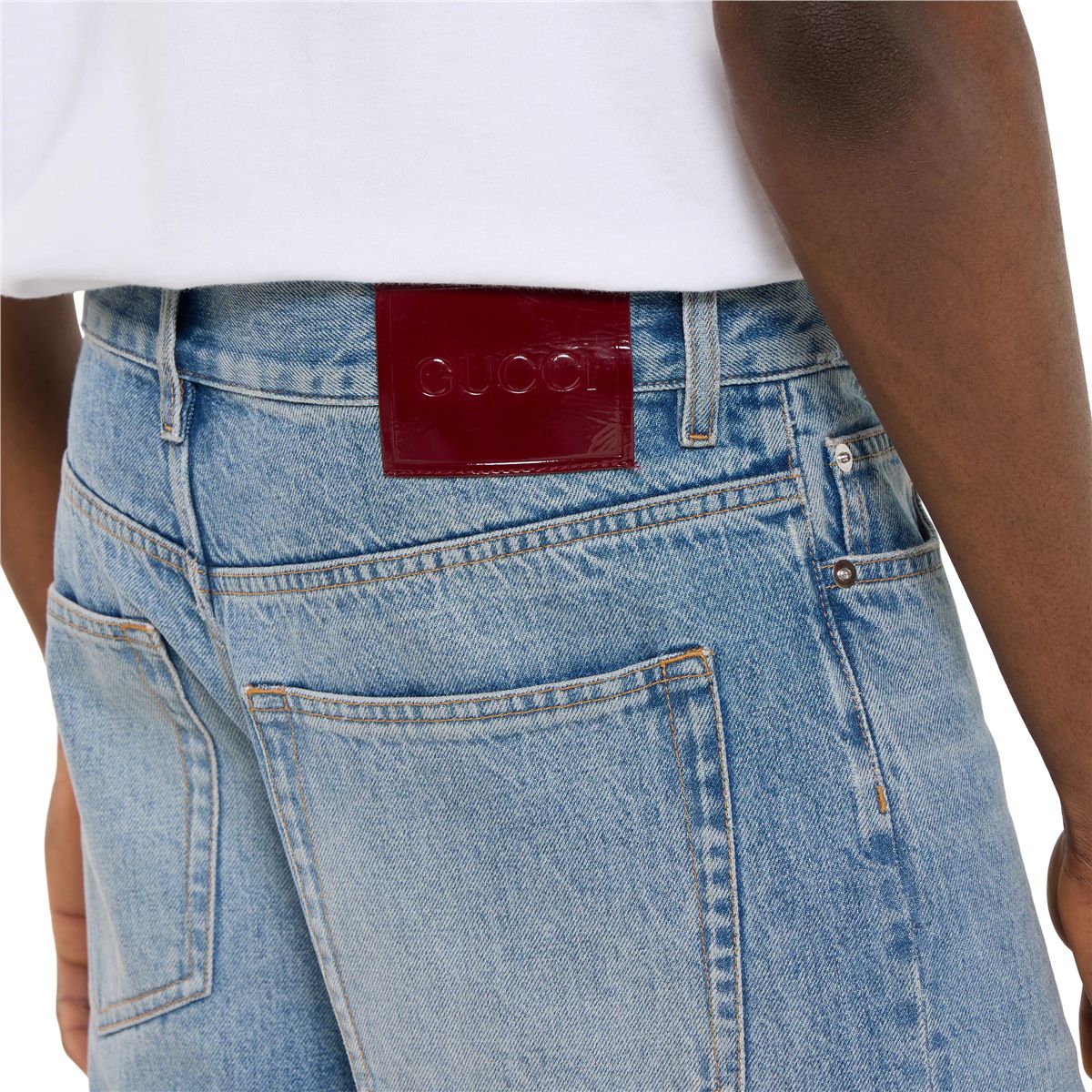 Cotton denim trousers-GUCCI-Verso