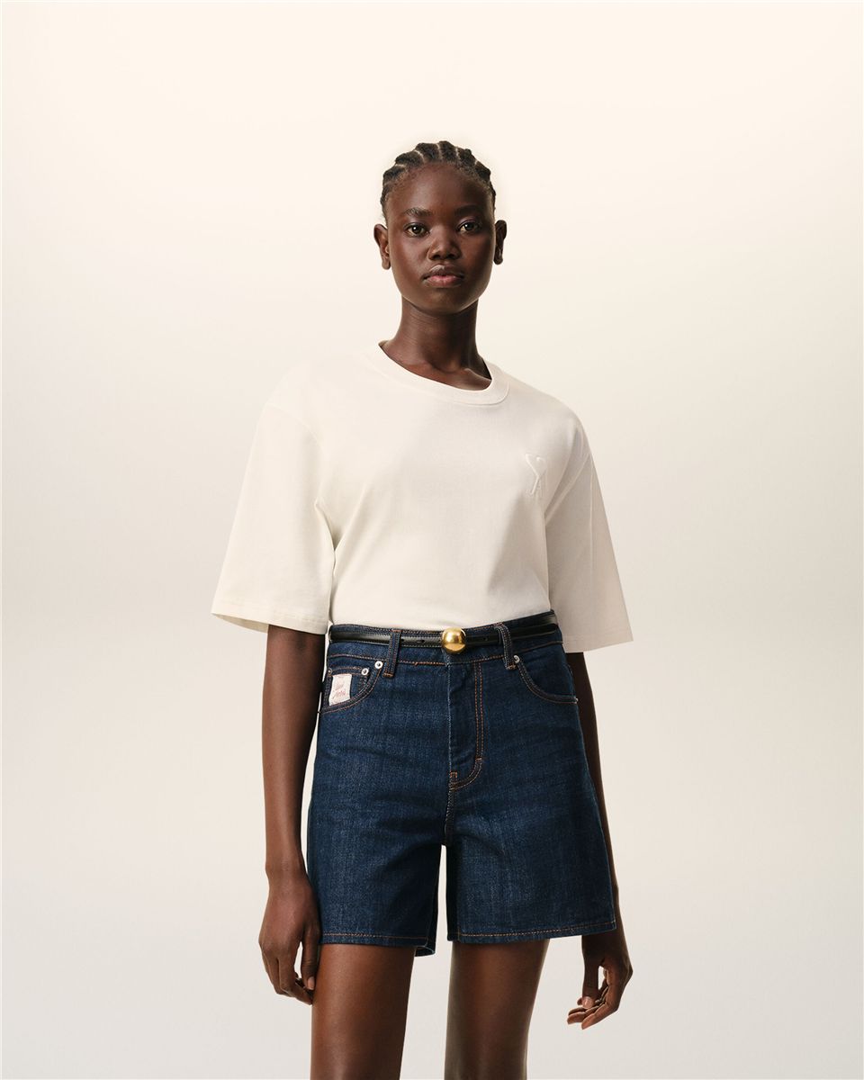 White cotton ami de coeur embossed t-shirt-AMI-Verso