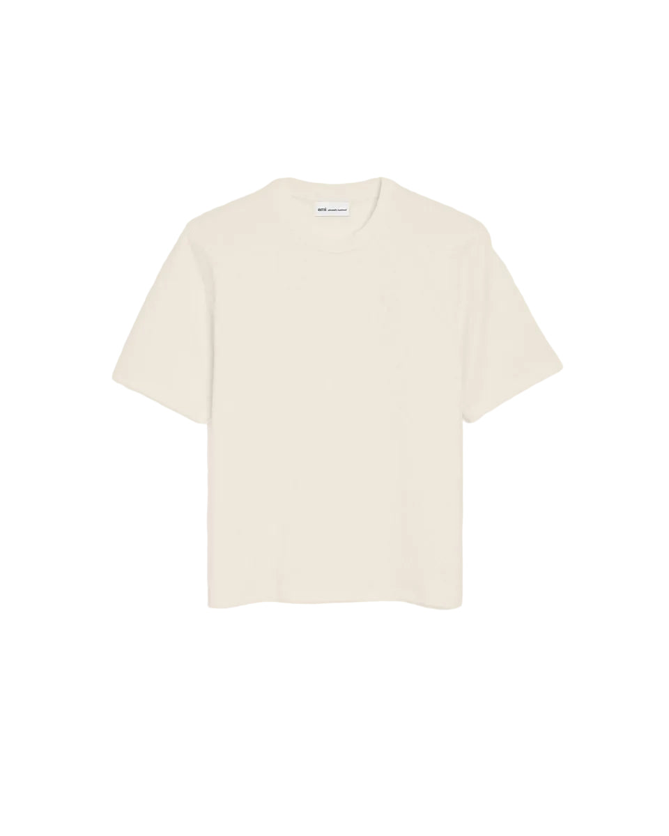 White cotton ami de coeur embossed t-shirt-AMI-Verso