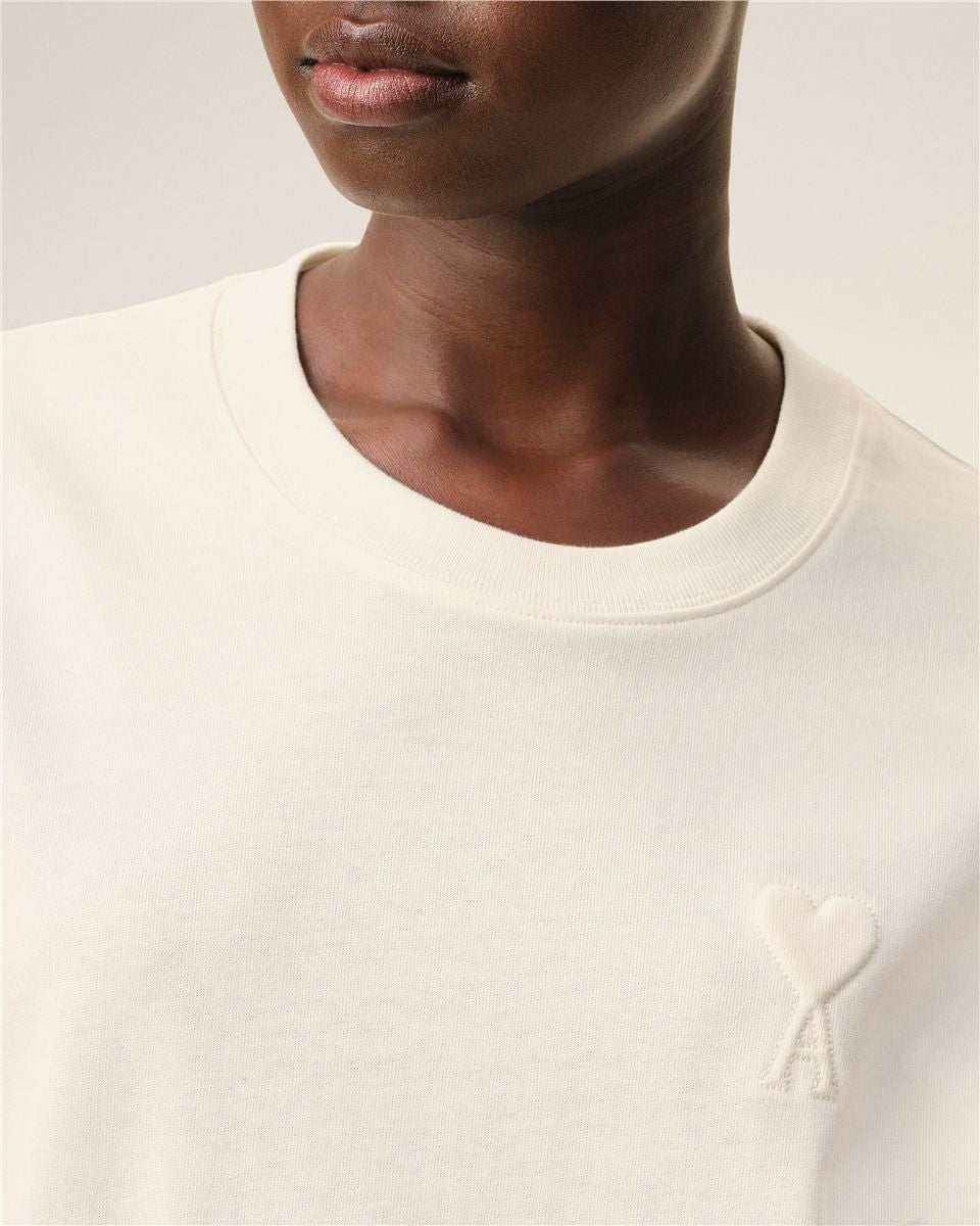 White cotton ami de coeur embossed t-shirt-AMI-Verso