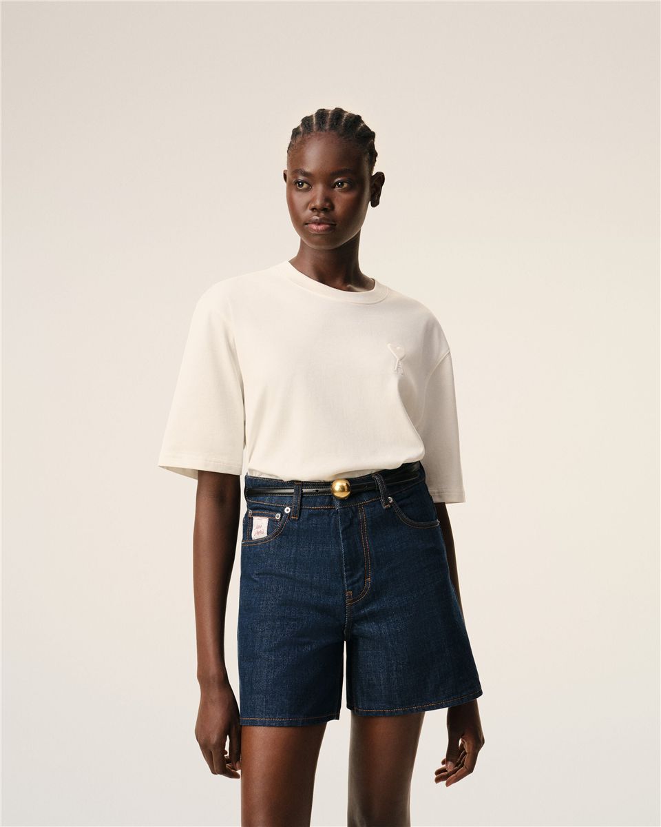 White cotton ami de coeur embossed t-shirt-AMI-Verso