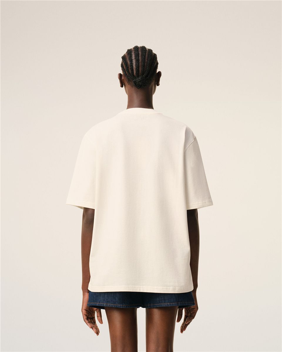 White cotton ami de coeur embossed t-shirt-AMI-Verso