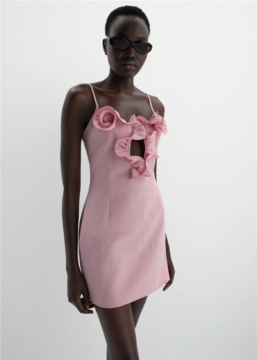 Cotton flower-detail mini beach dress in pink-MAGDA BUTRYM-Verso