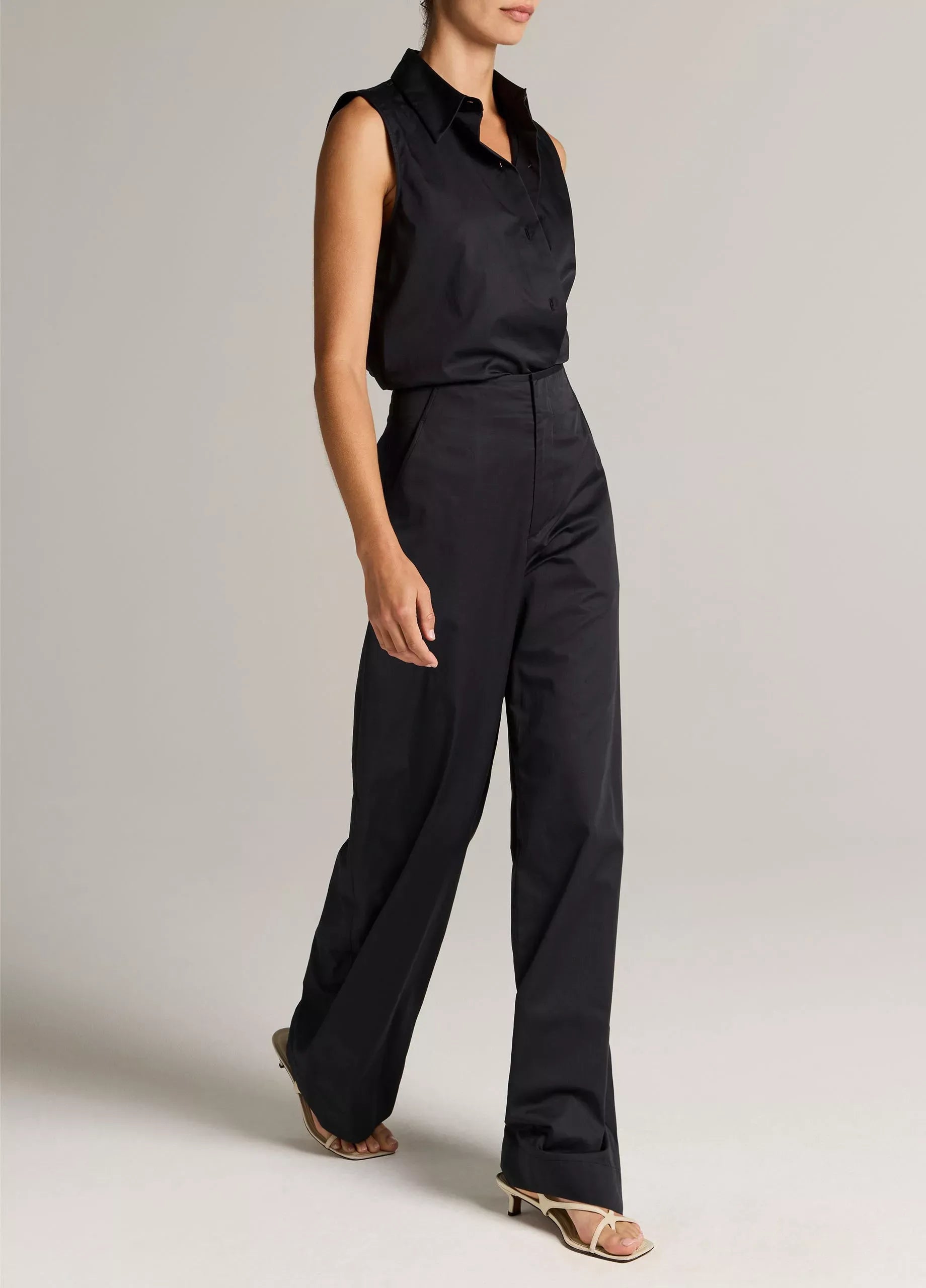 Cotton high-rise elastic-waist trouser-VINCE-Verso