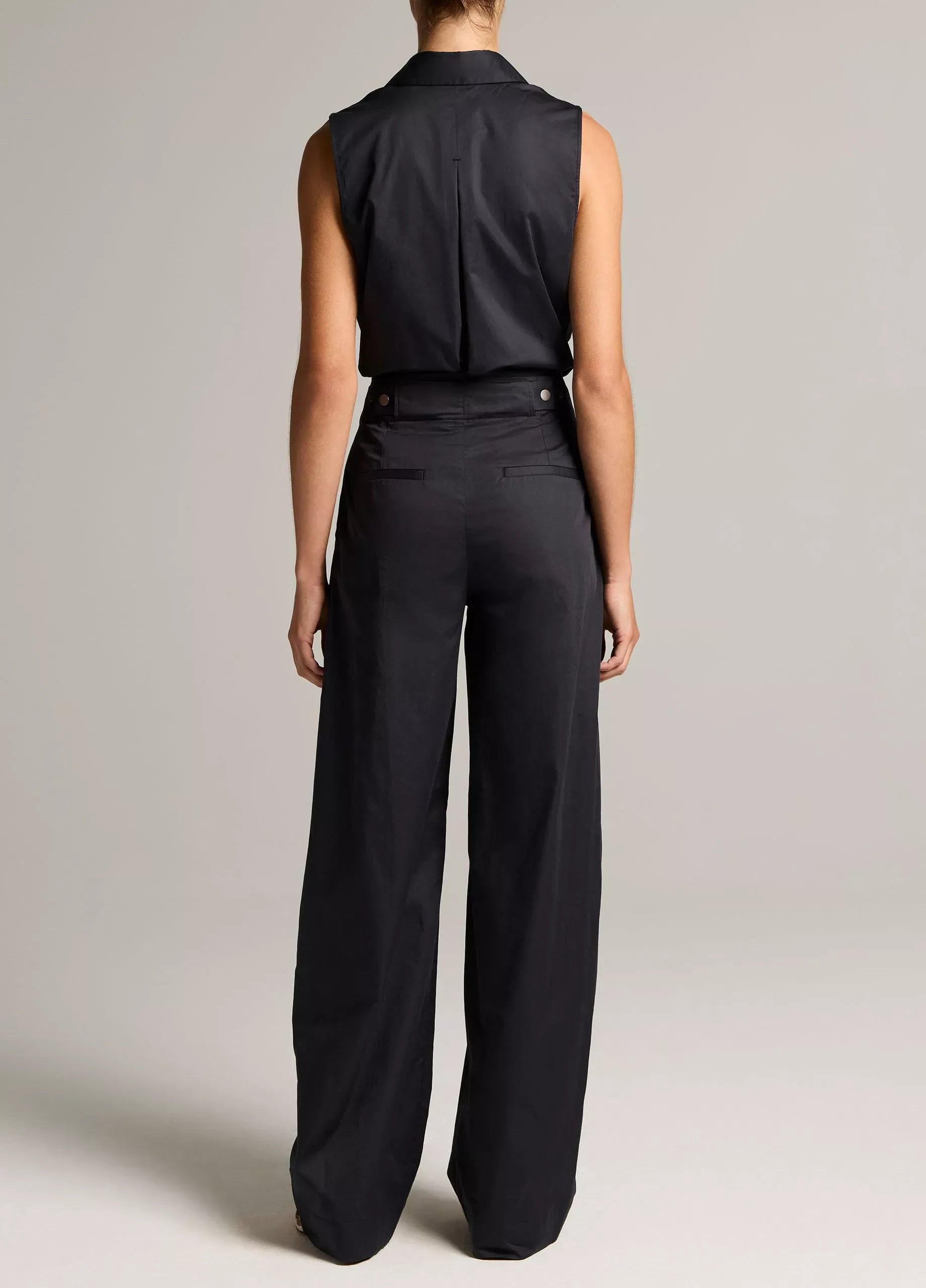 Cotton high-rise elastic-waist trouser-VINCE-Verso