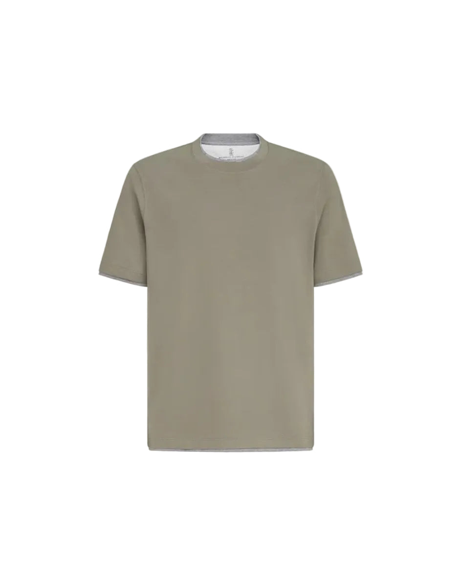 Cotton jersey crew neck t-shirt with faux-layering-BRUNELLO CUCINELLI-312504-S-Verso