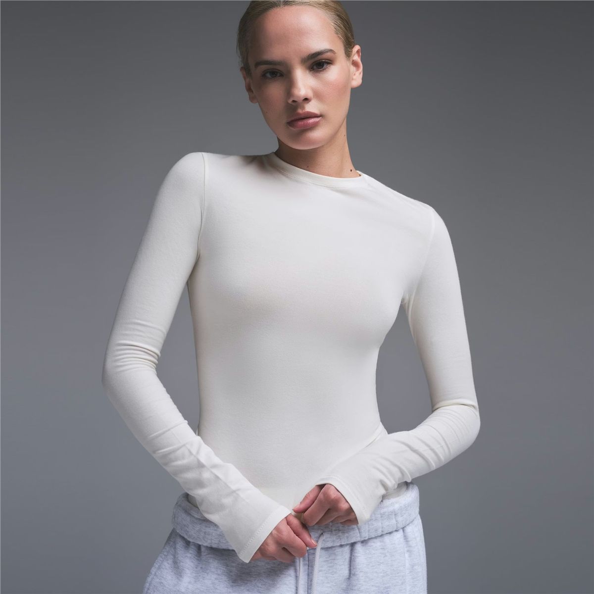 Cotton Jersey Long Sleeve T-Shirt-SKIMS-Verso