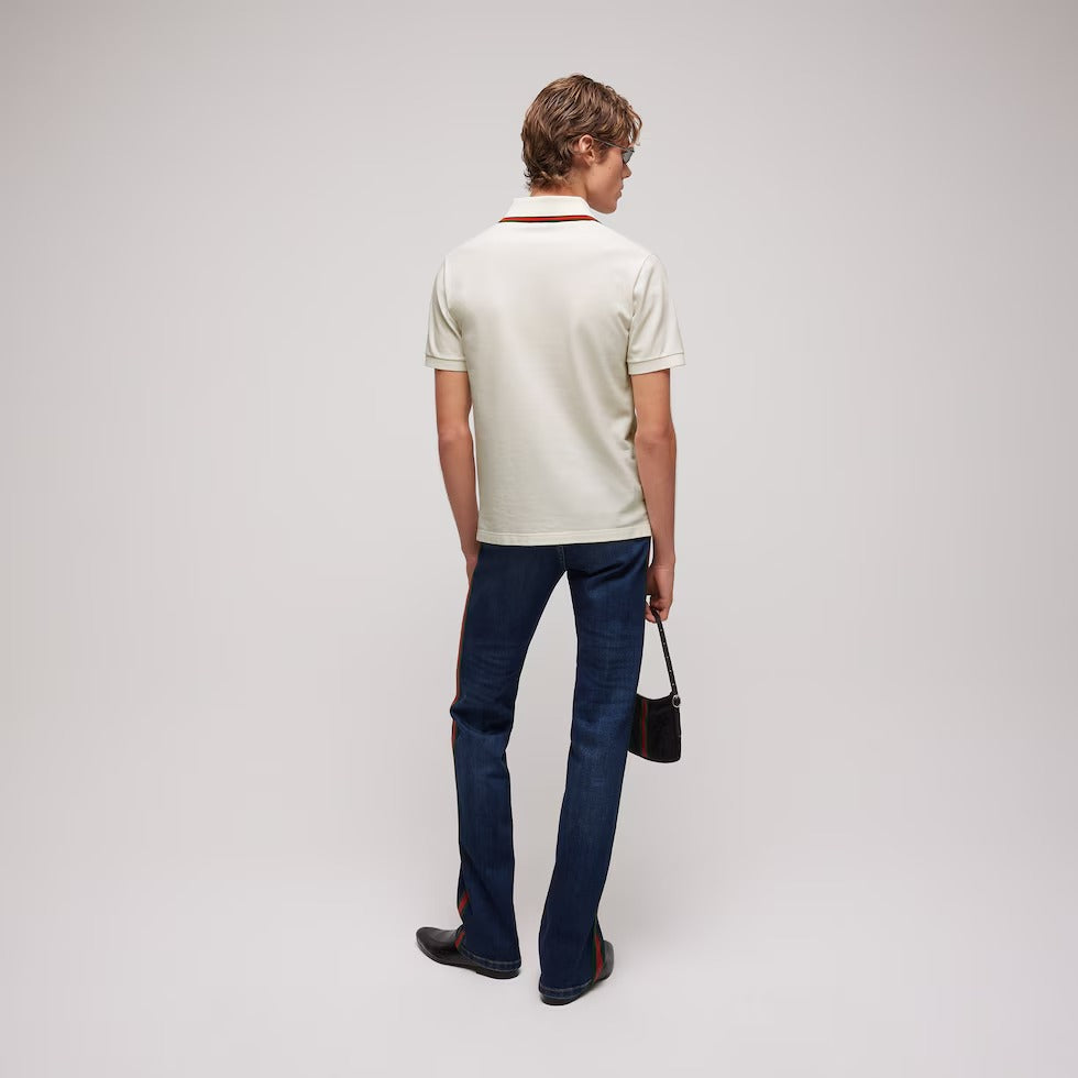 Cotton jersey piquet polo shirt-GUCCI-Verso
