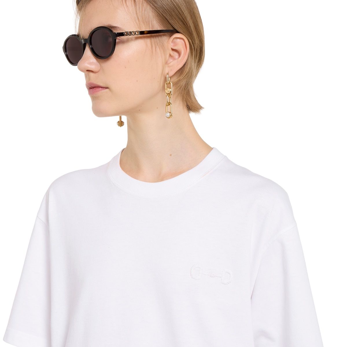 Cotton jersey t-shirt with embroidery-GUCCI-Verso