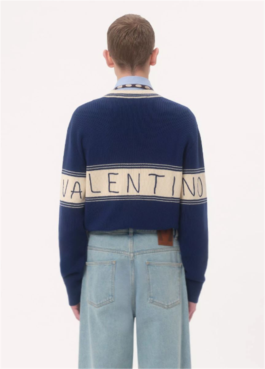 cotton jumper with jacquard pattern-VALENTINO-Verso