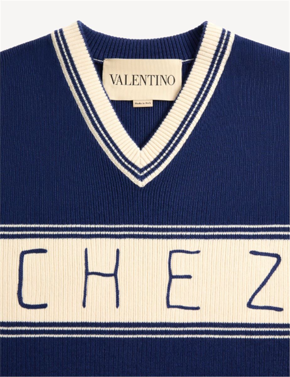 cotton jumper with jacquard pattern-VALENTINO-Verso