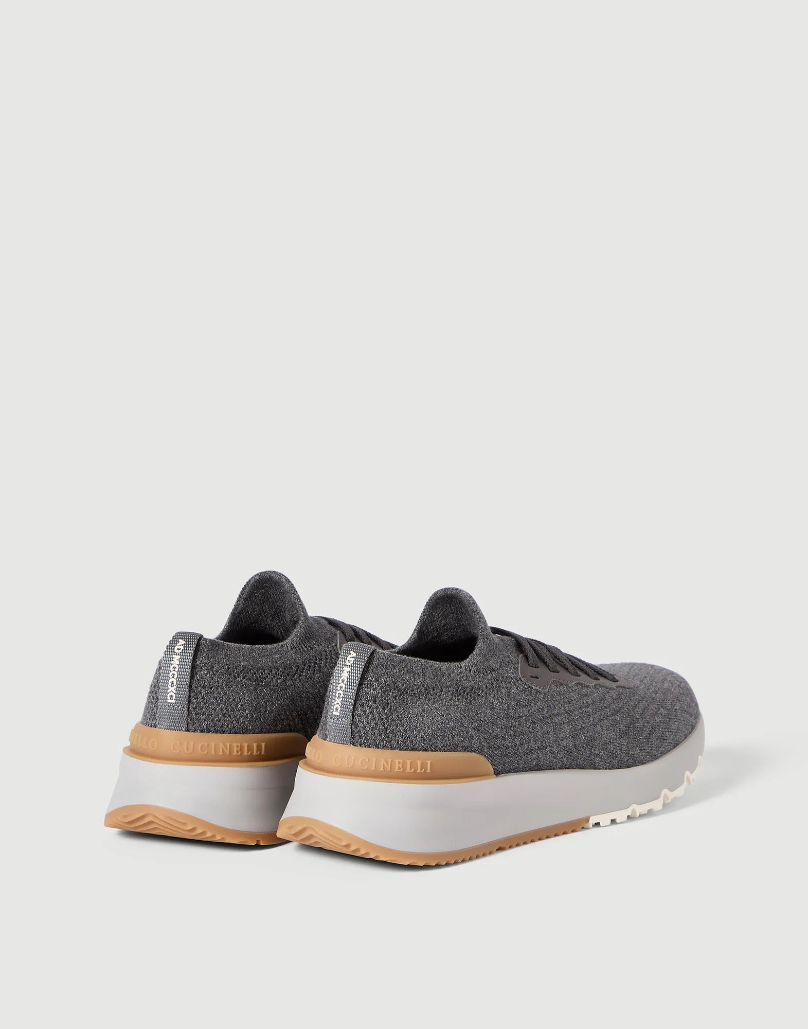 Cotton knit and semi-polished calfskin runners-BRUNELLO CUCINELLI-Verso