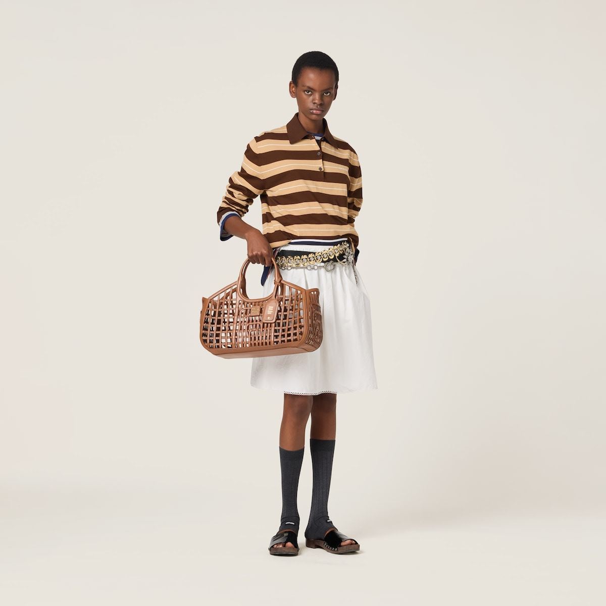 COTTON KNIT POLO SHIRT-MIU MIU-Verso