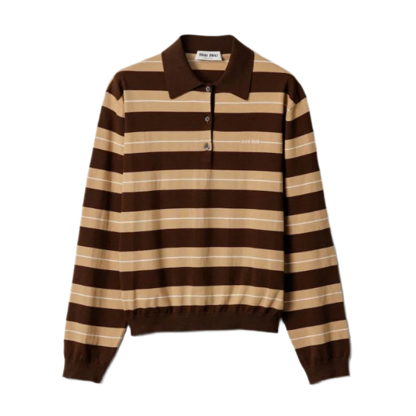 COTTON KNIT POLO SHIRT-MIU MIU-Verso