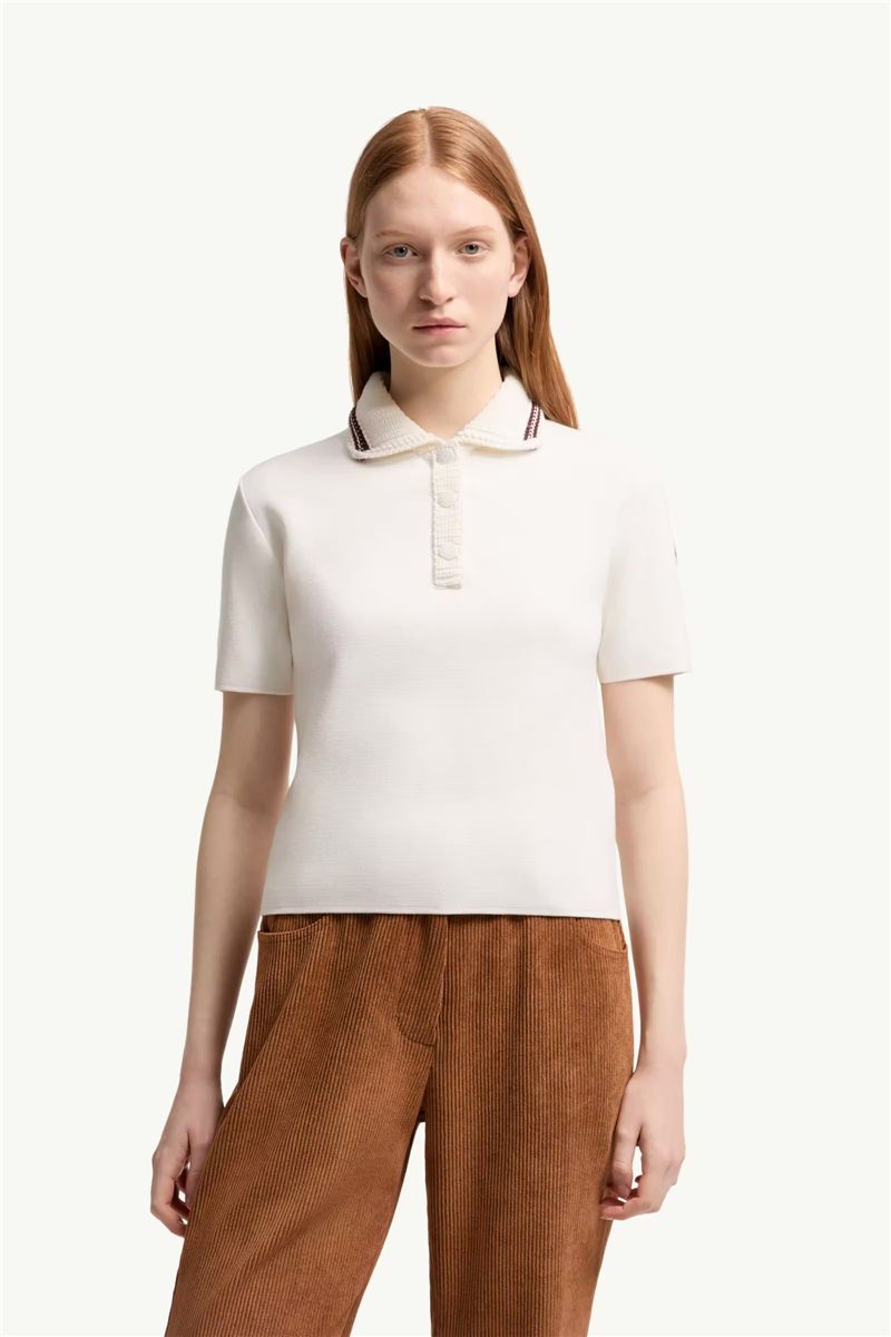 Cotton knit polo shirt-MONCLER-Verso