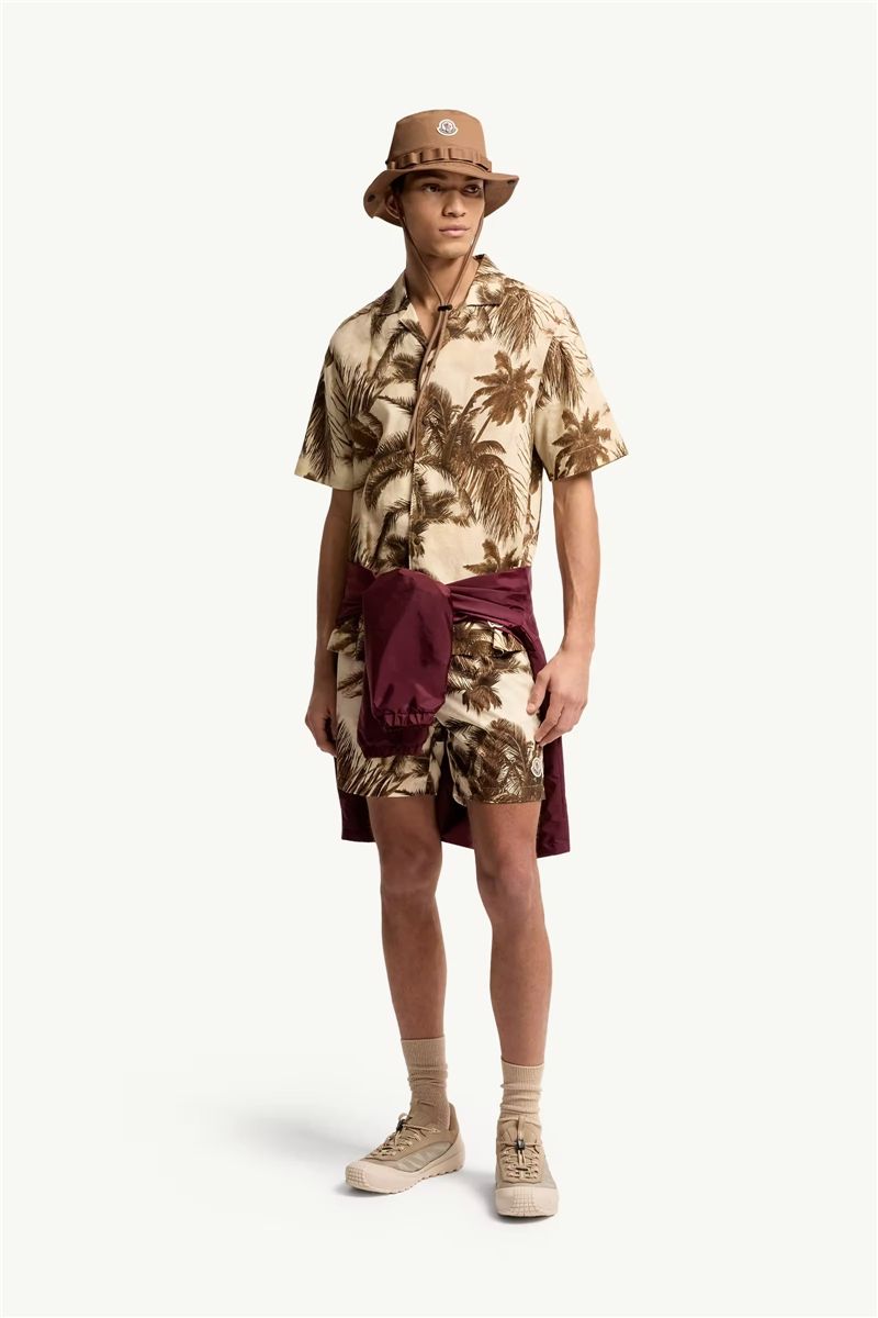 Cotton & linen blend short sleeve shirt-MONCLER-Verso