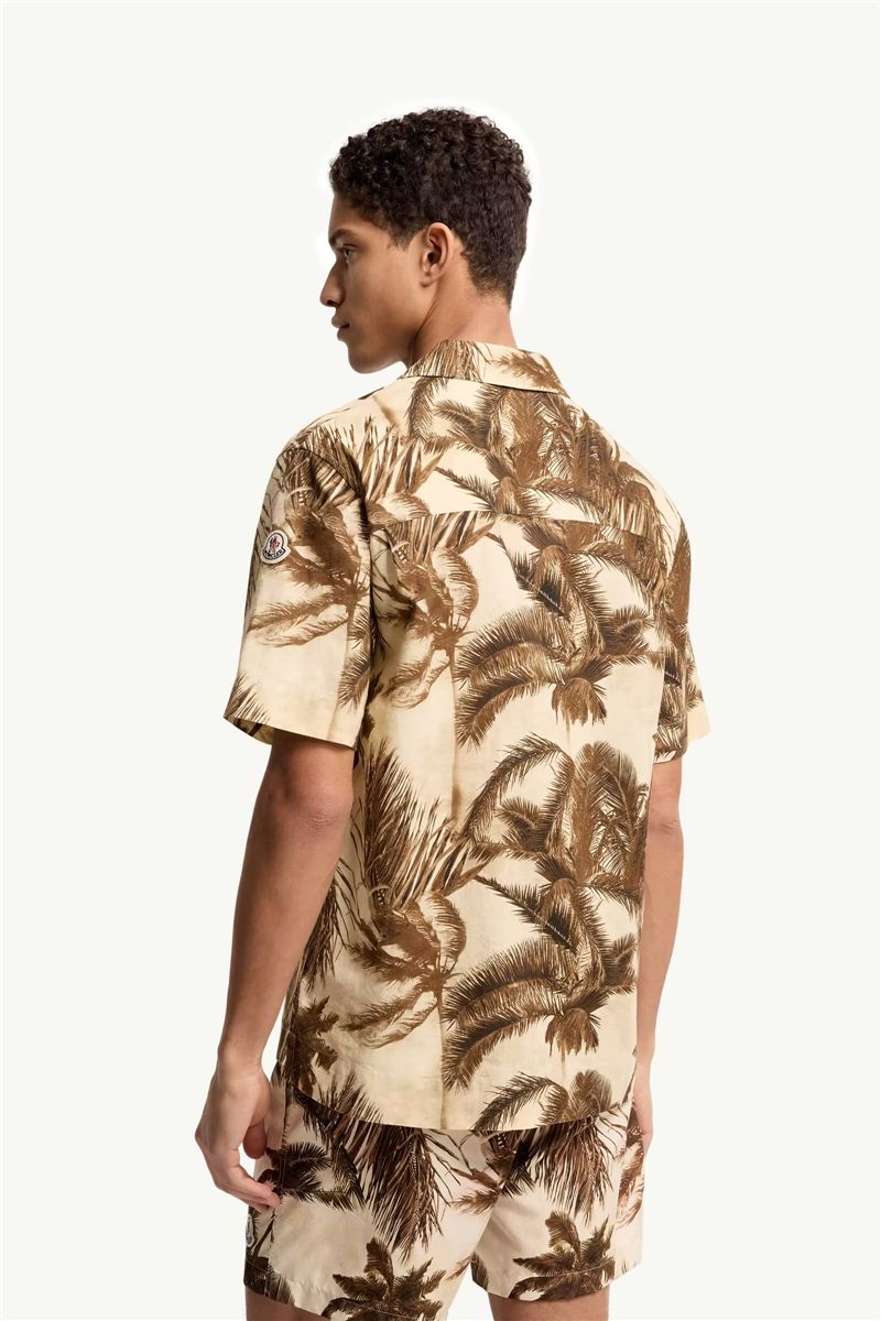 Cotton & linen blend short sleeve shirt-MONCLER-Verso