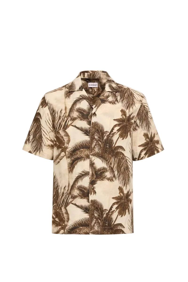 Cotton & linen blend short sleeve shirt-MONCLER-Verso