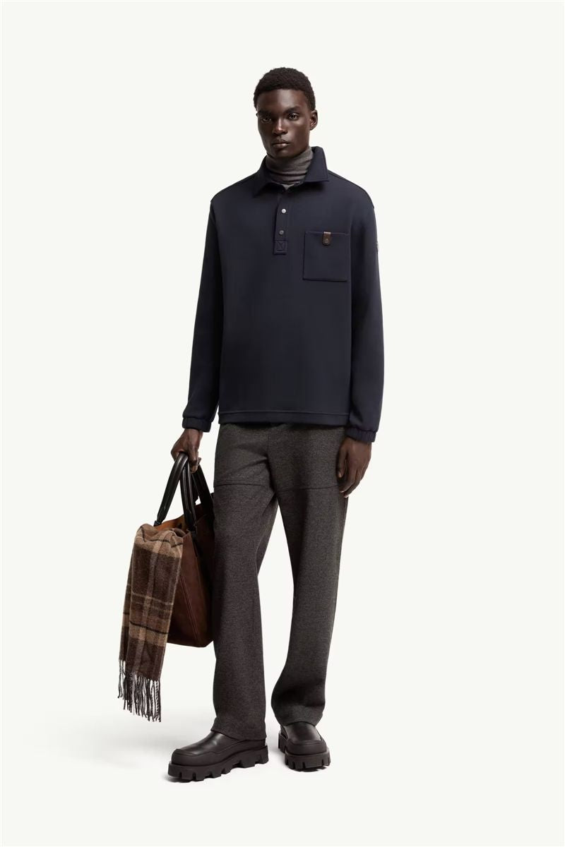 Cotton long sleeve polo shirt-MONCLER-Verso