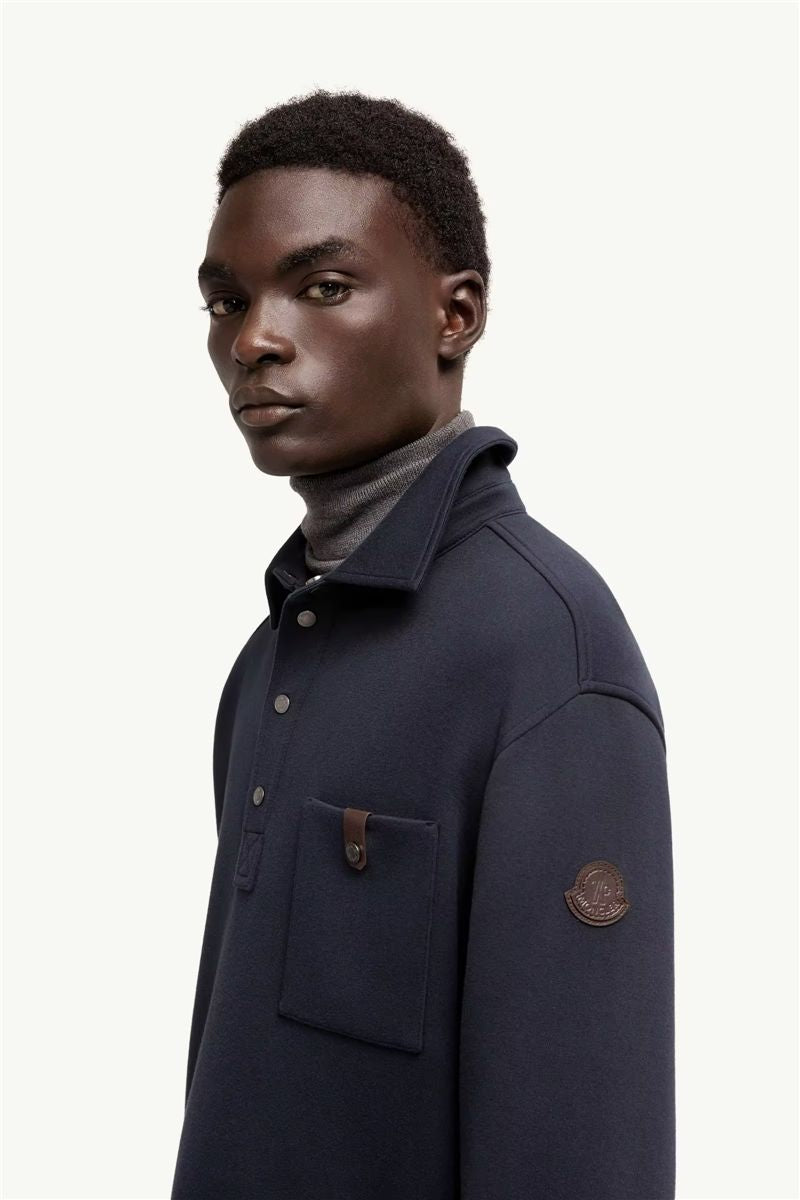 Cotton long sleeve polo shirt-MONCLER-Verso