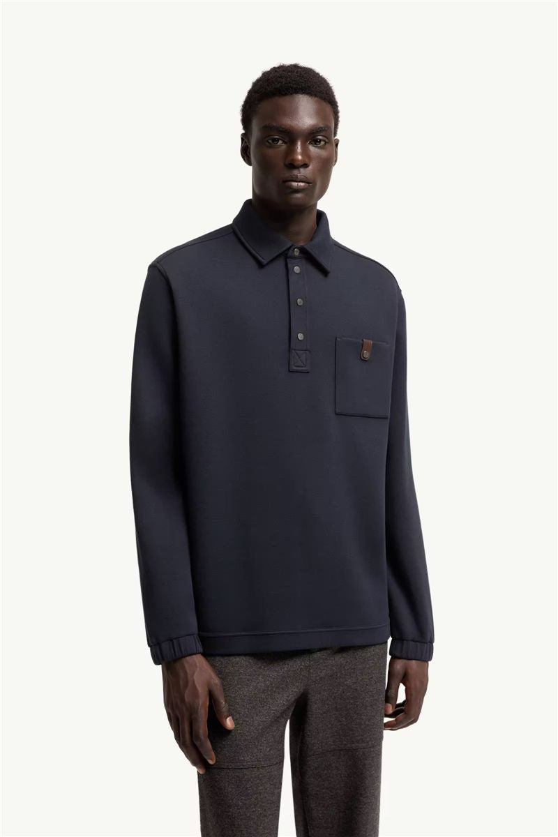 Cotton long sleeve polo shirt-MONCLER-Verso