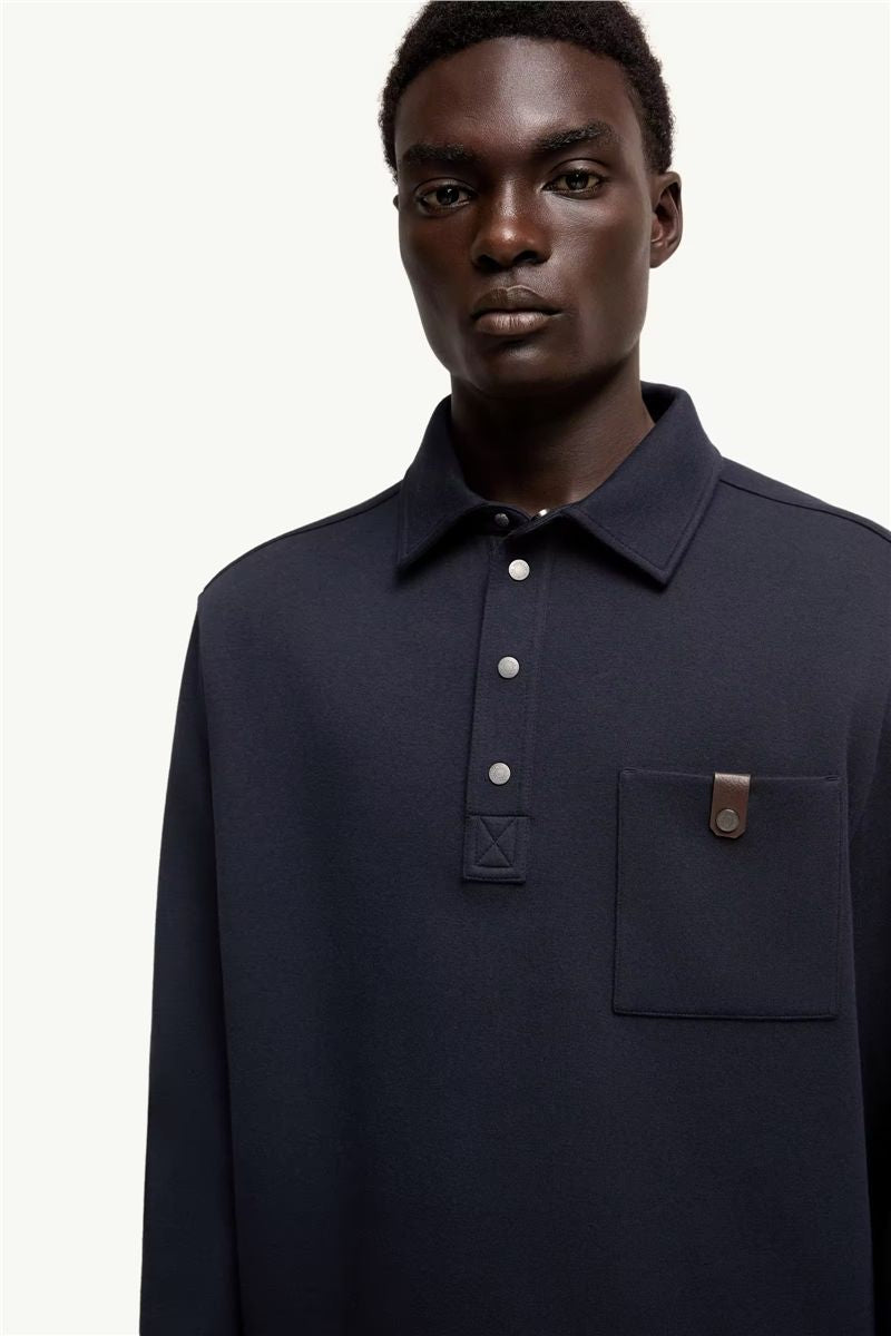 Cotton long sleeve polo shirt-MONCLER-Verso
