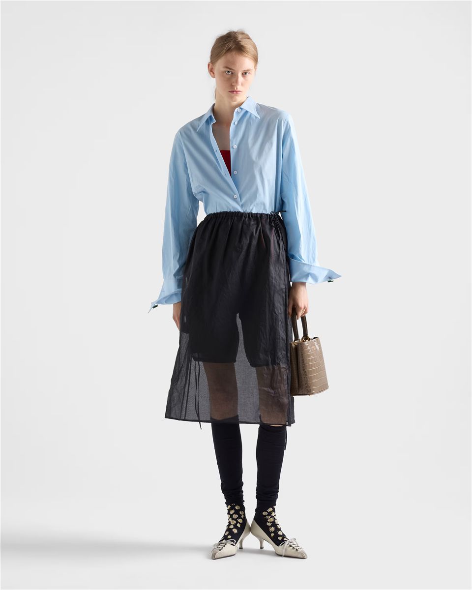 Cotton organdy midi-skirt-PRADA-Verso