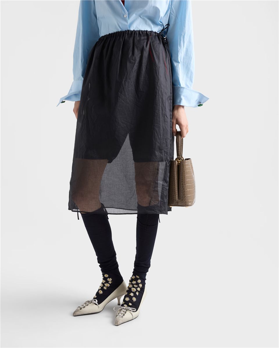 Cotton organdy midi-skirt-PRADA-Verso