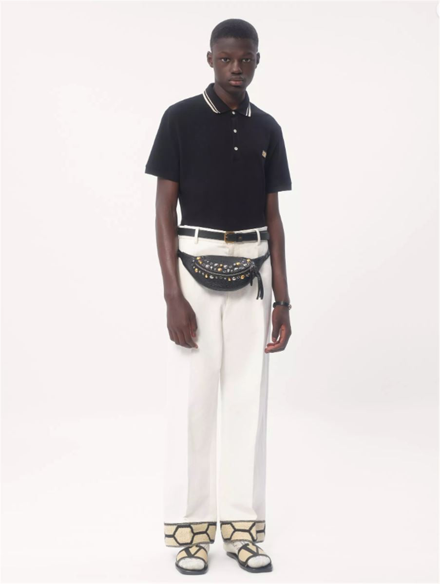 COTTON PIQUÉ POLO SHIRT WITH VLOGO PATCH -  VALENTINO -  Verso