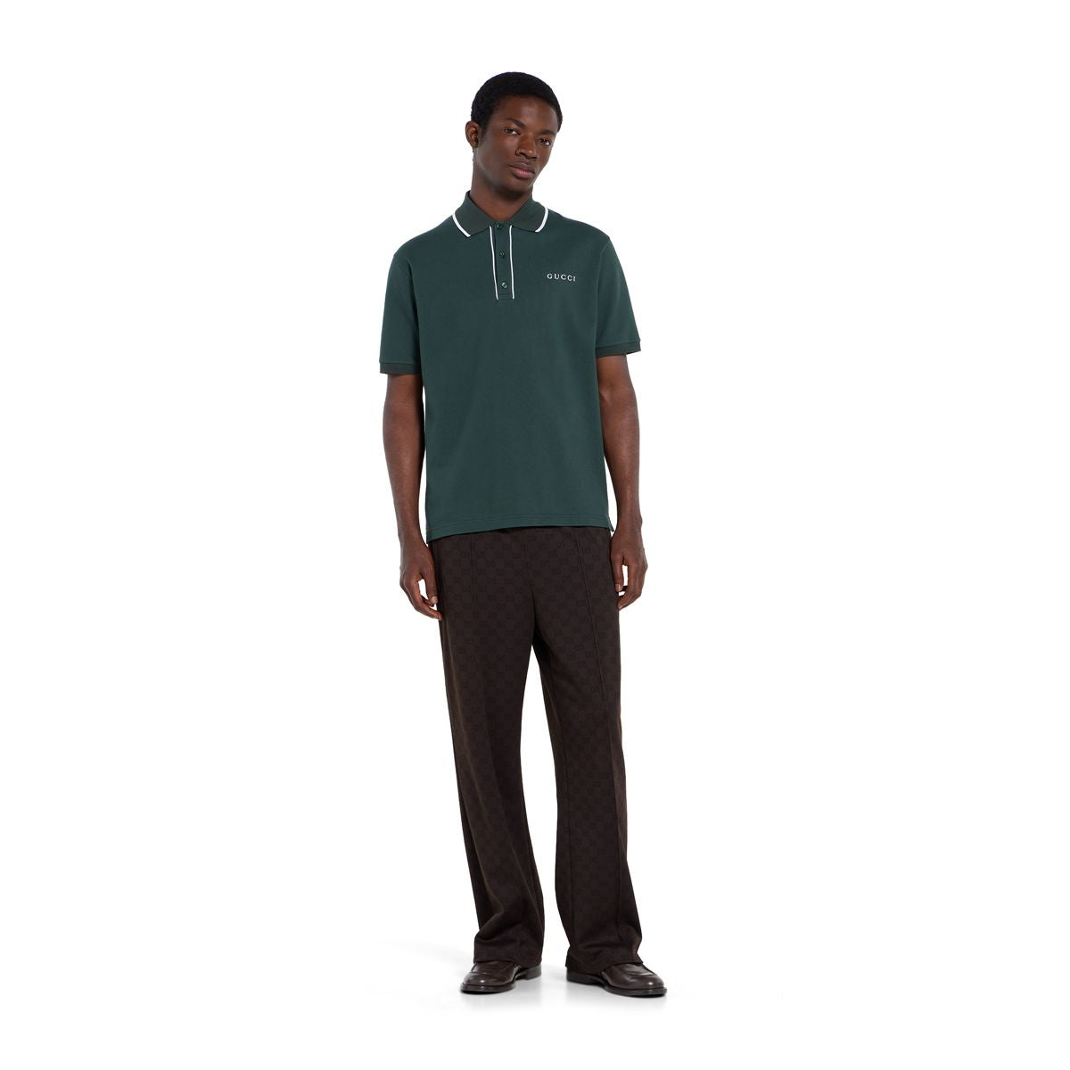 Cotton piquet polo shirt with embroidery-GUCCI-Verso