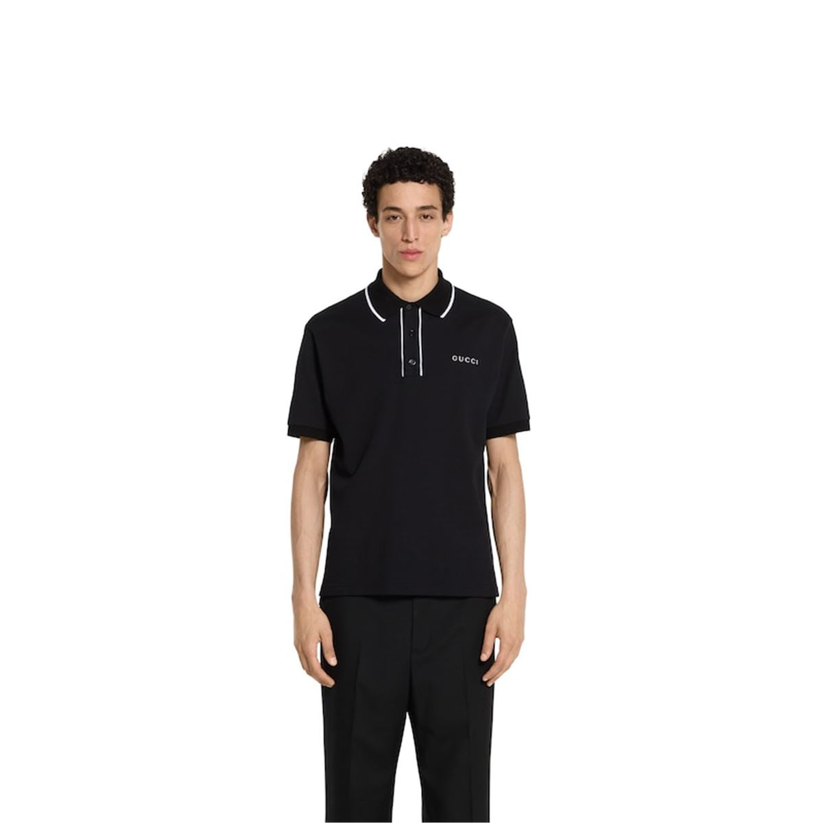 COTTON PIQUET POLO SHIRT WITH EMBROIDERY-GUCCI-Verso