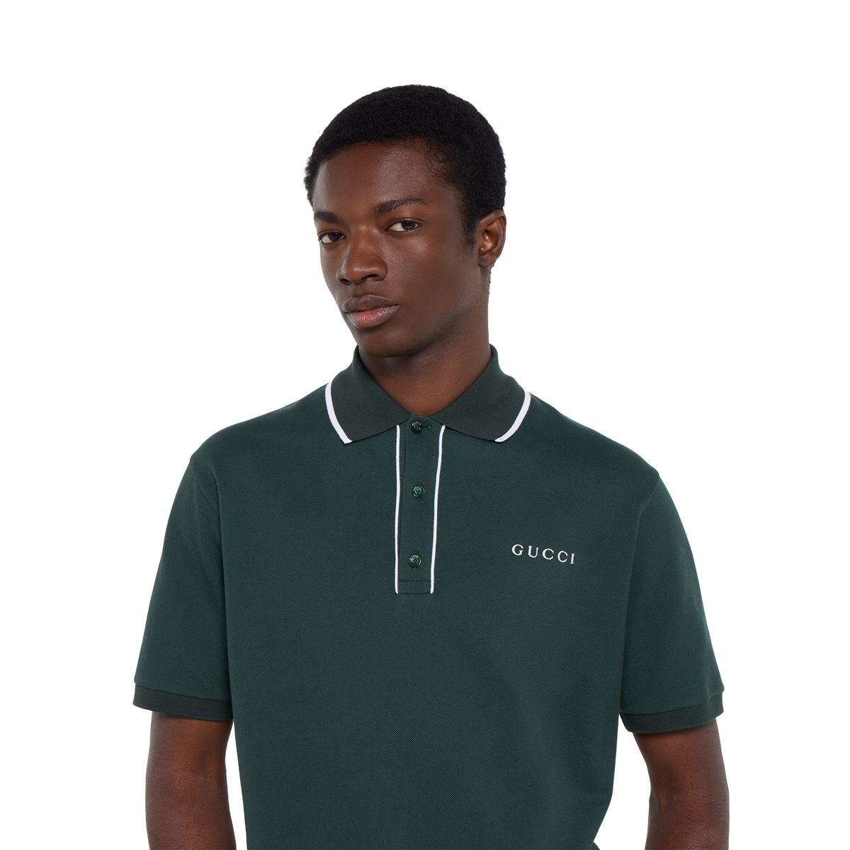Cotton piquet polo shirt with embroidery-GUCCI-Verso