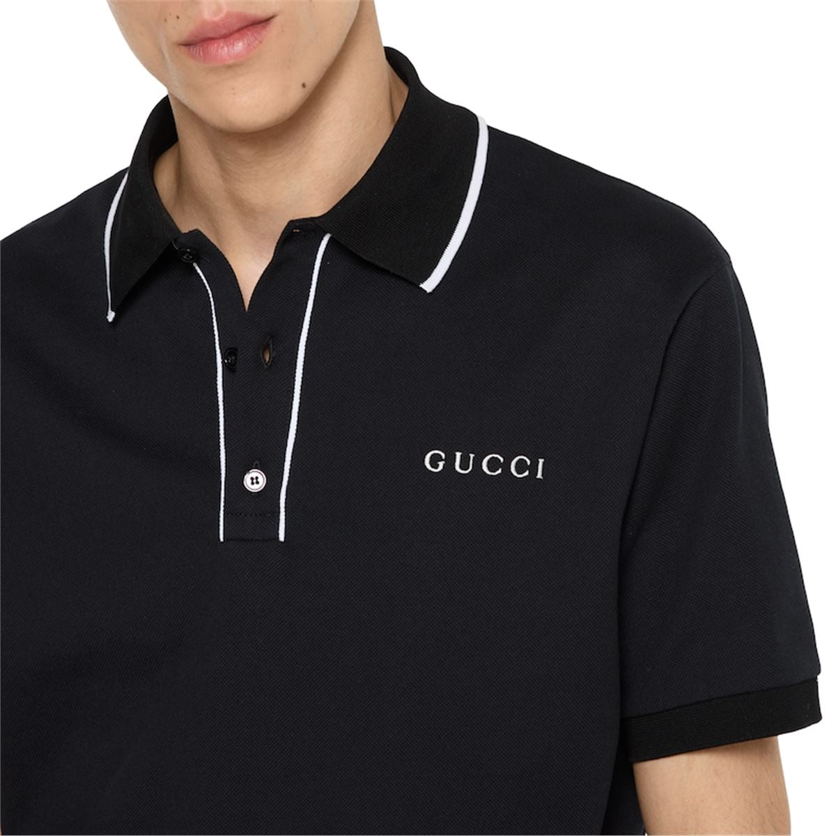 COTTON PIQUET POLO SHIRT WITH EMBROIDERY-GUCCI-Verso