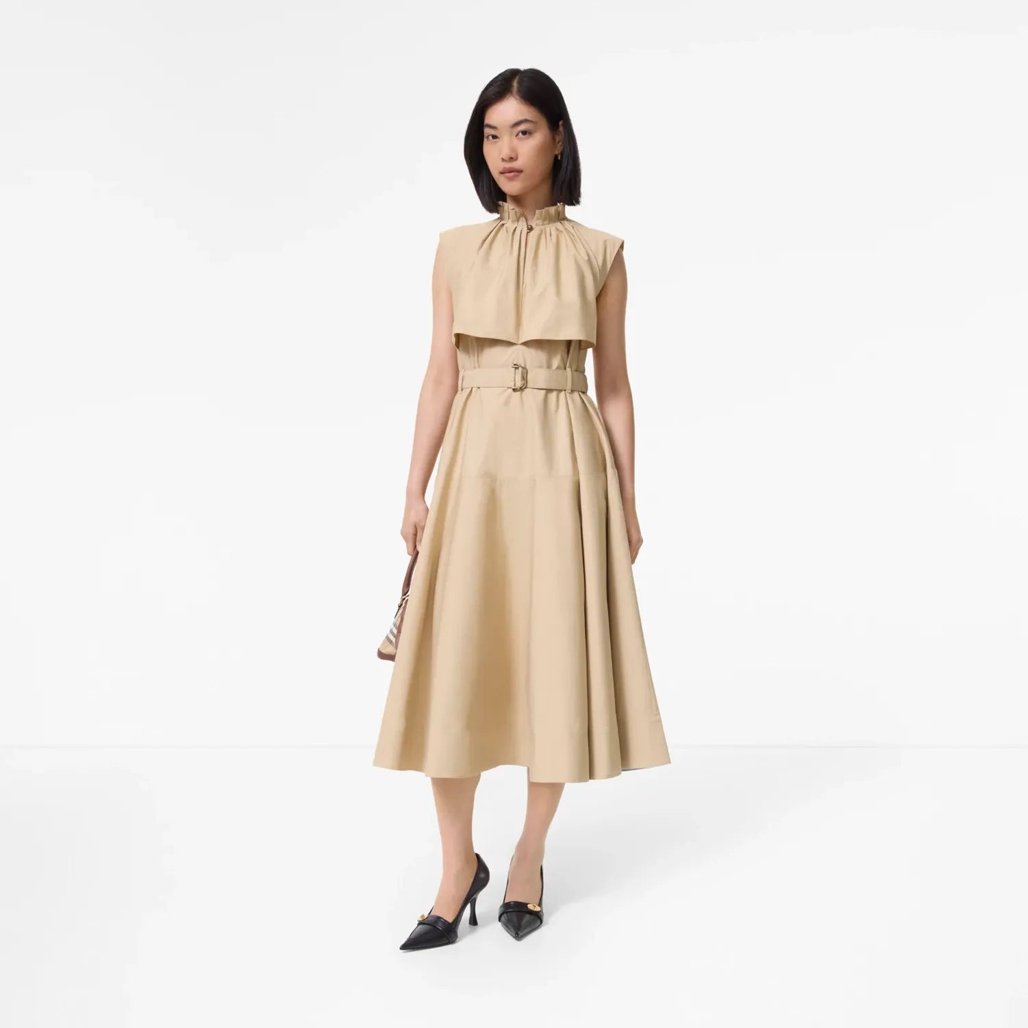 Cotton poplin midi dress-BURBERRY-Verso